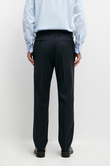 Striped wool blend suit trousers — NAVY BLUE 5