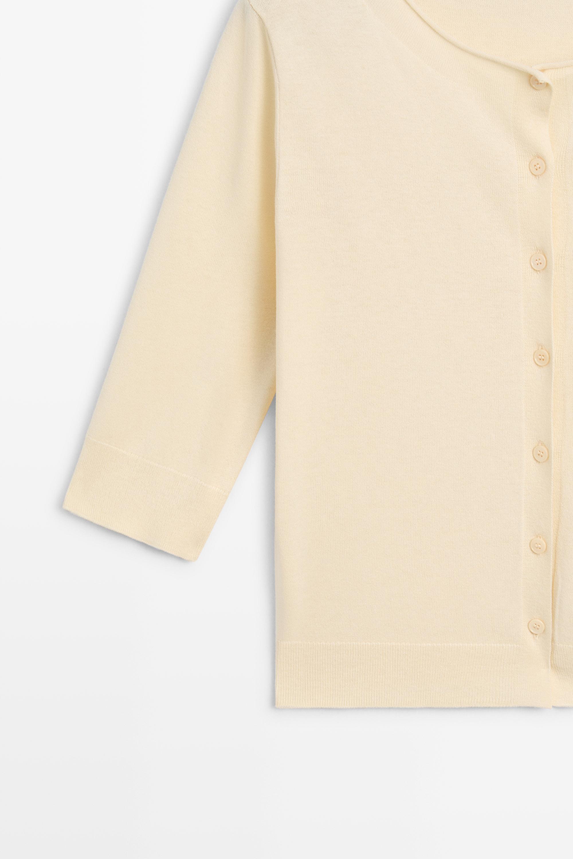Cotton blend boat neck cardigan — Vanilla