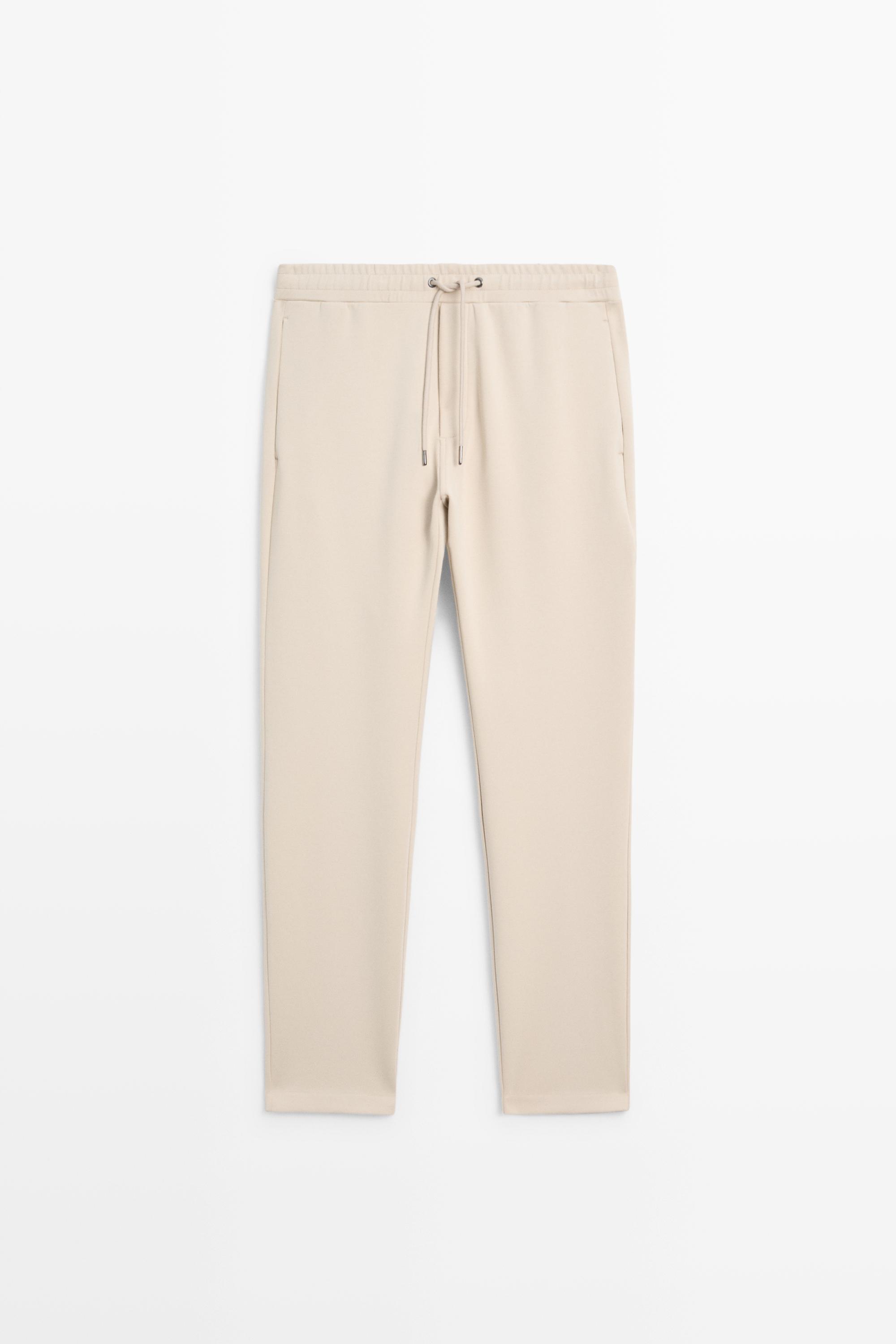 Total look cotton blend jogger fit trousers — Light Beige