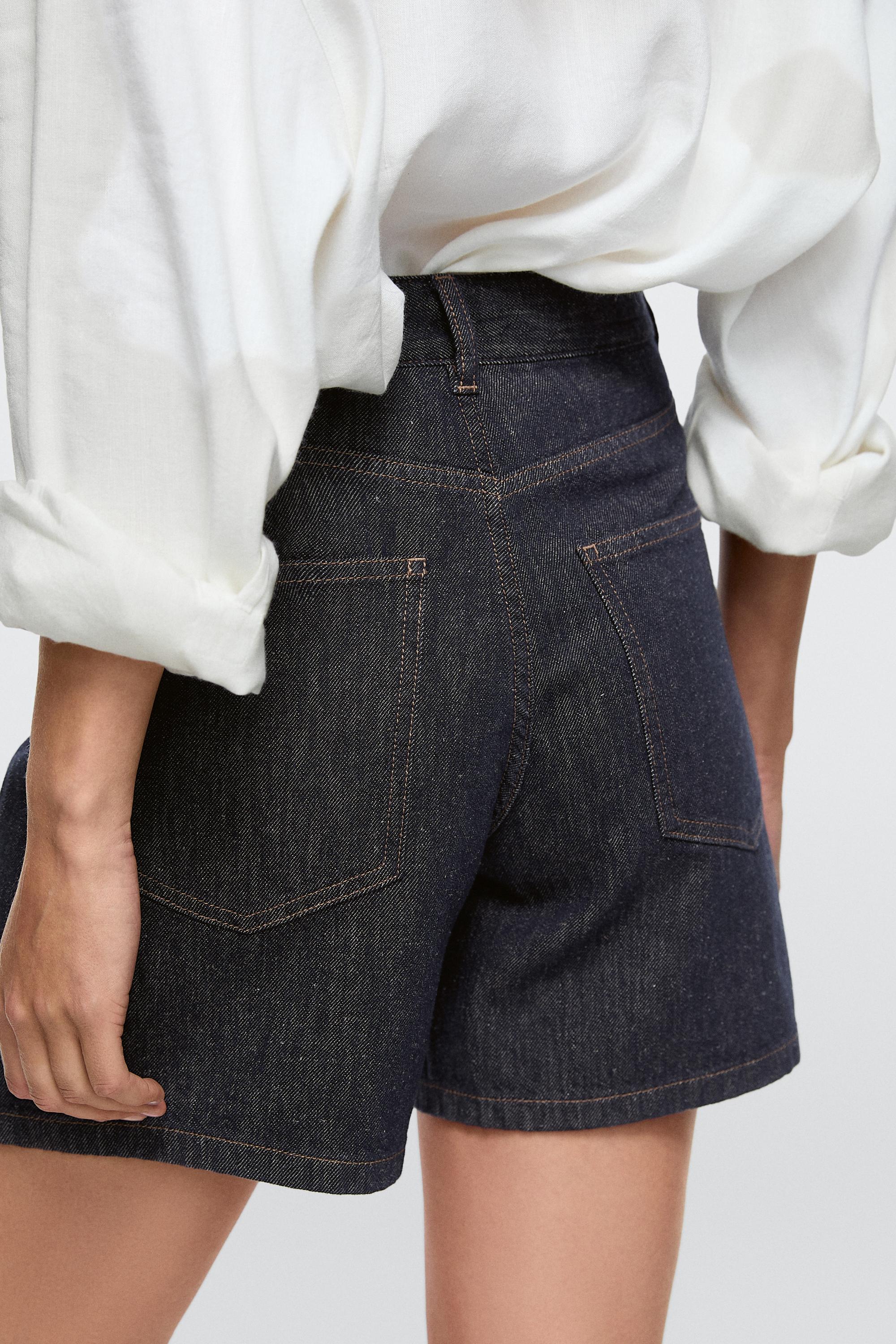 Total look mid-rise denim Bermuda shorts — DARK BLUE