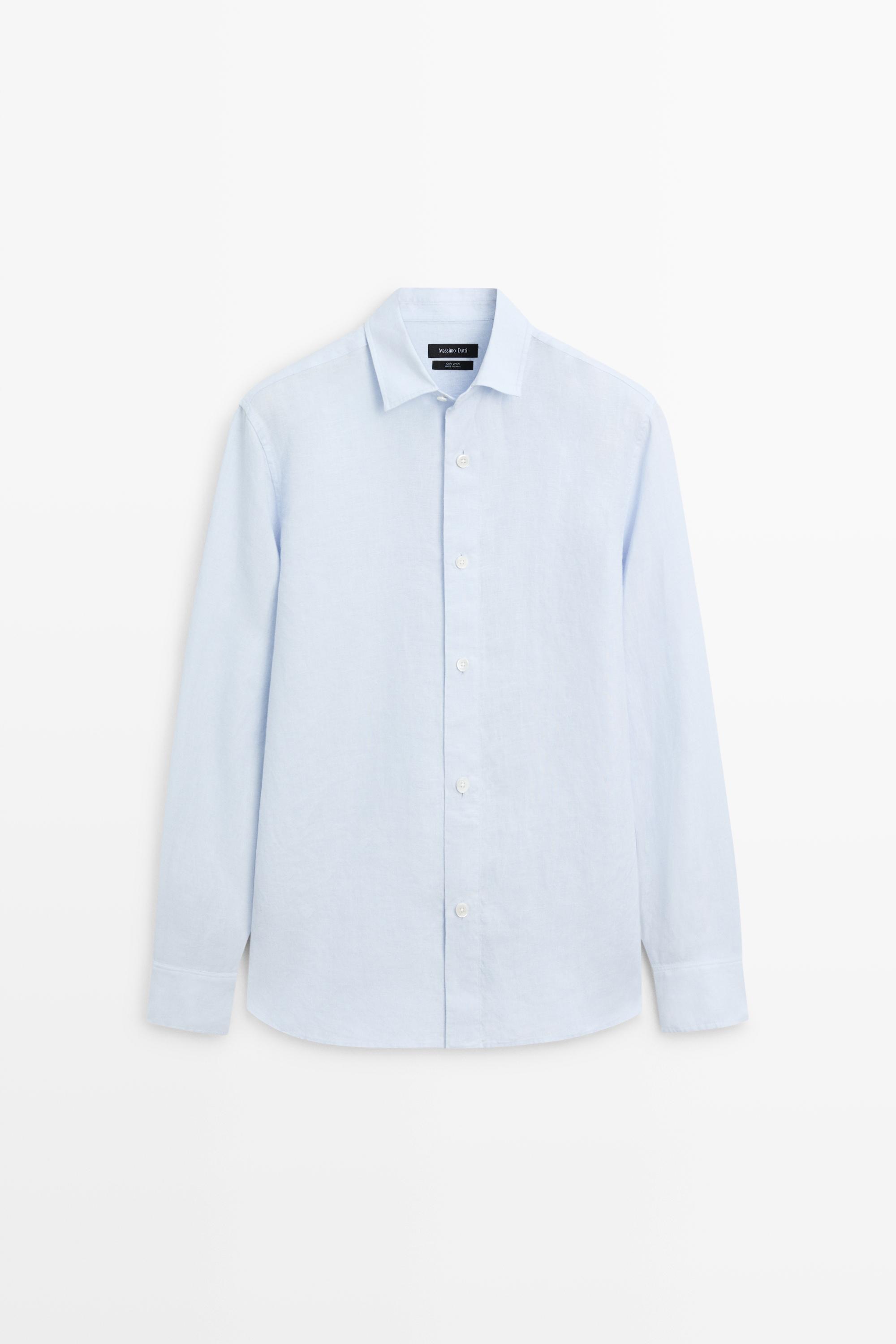 100% linen regular fit shirt — Sky blue