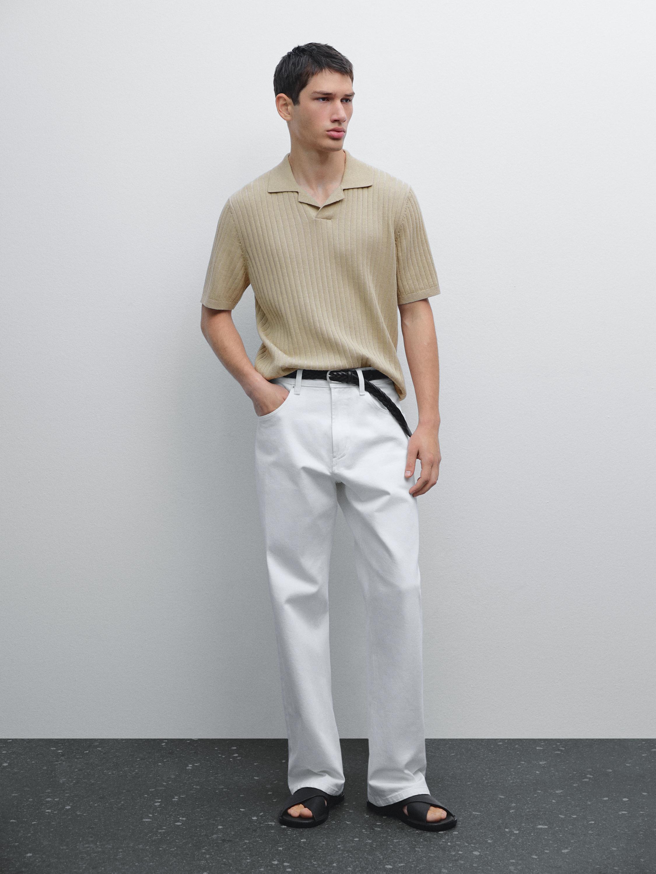 Short sleeve ribbed polo shirt