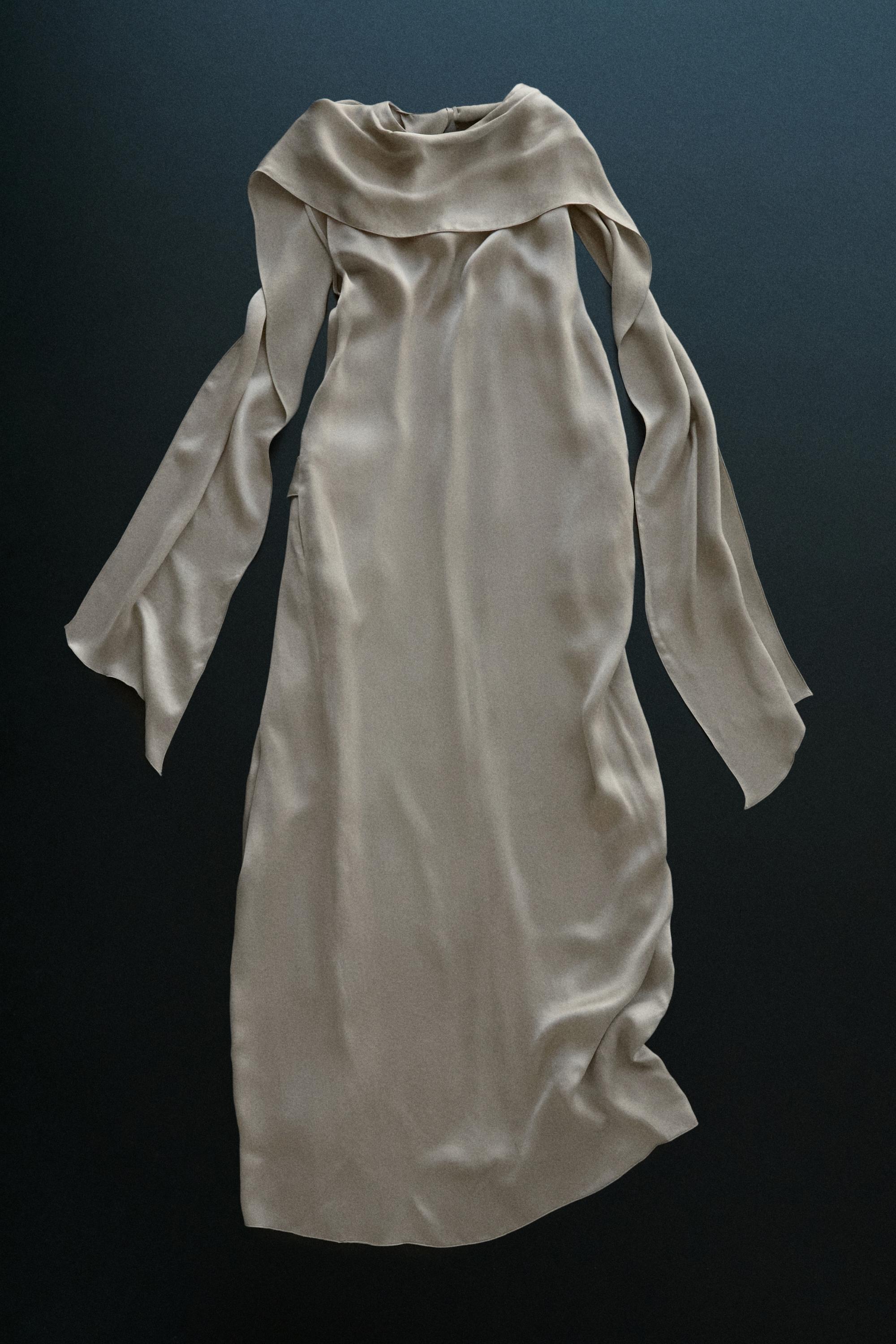 Flowing dress with cape detail - STUDIO — STONE
