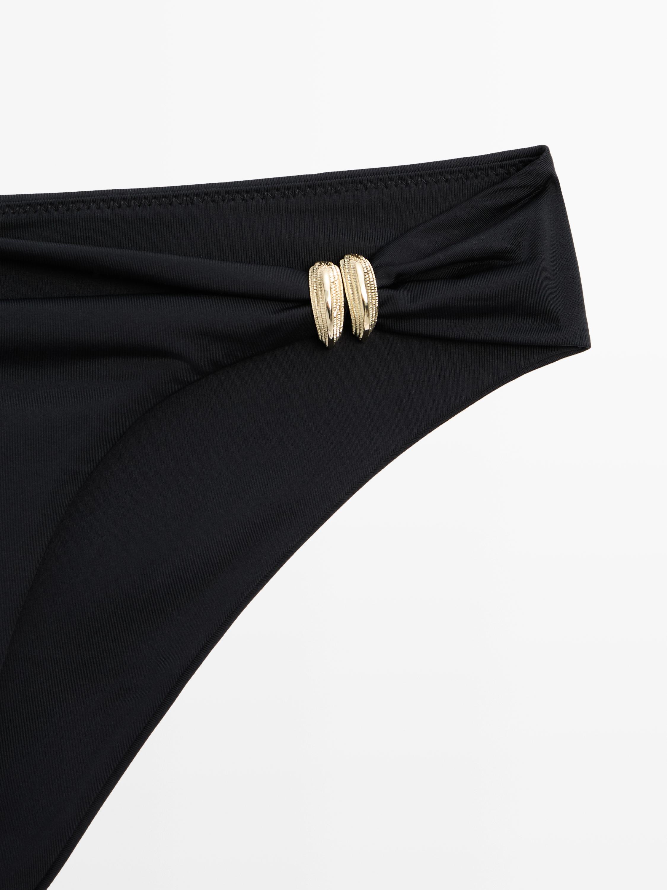 Bikini bottoms with rhinestone detail — BLACK