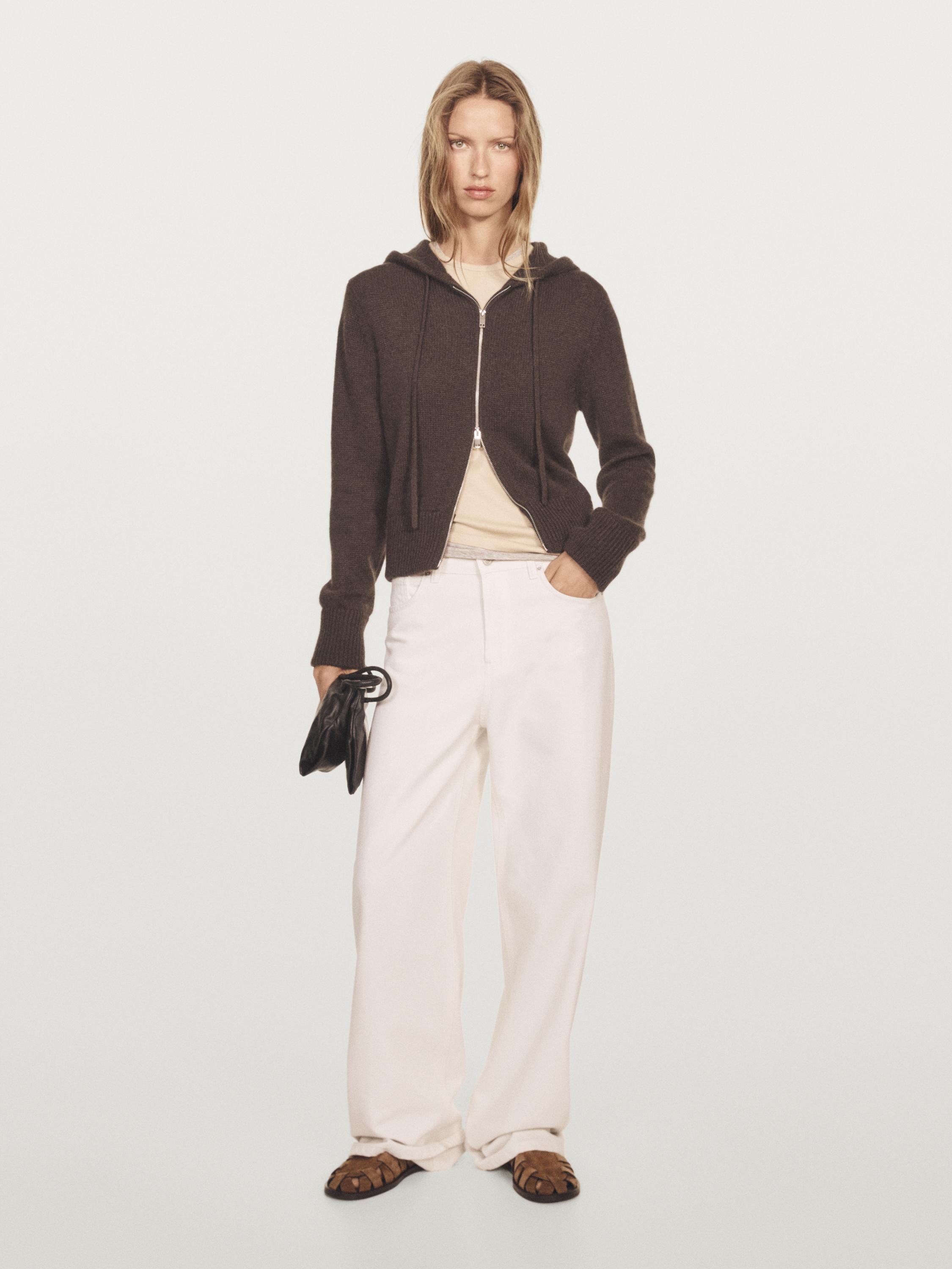 100% cashmere cardigan with hood