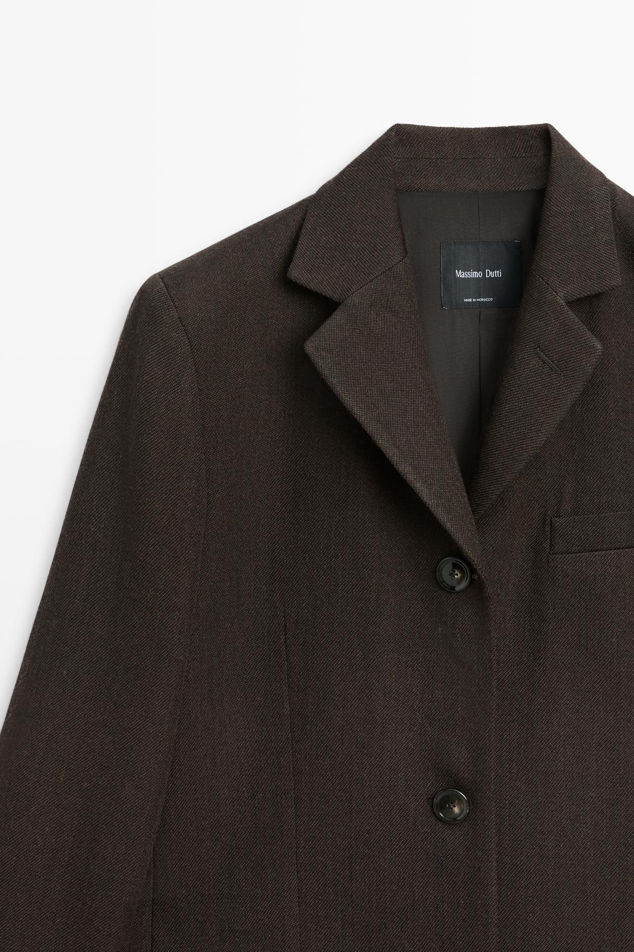 100% wool long coat — BROWN MARL