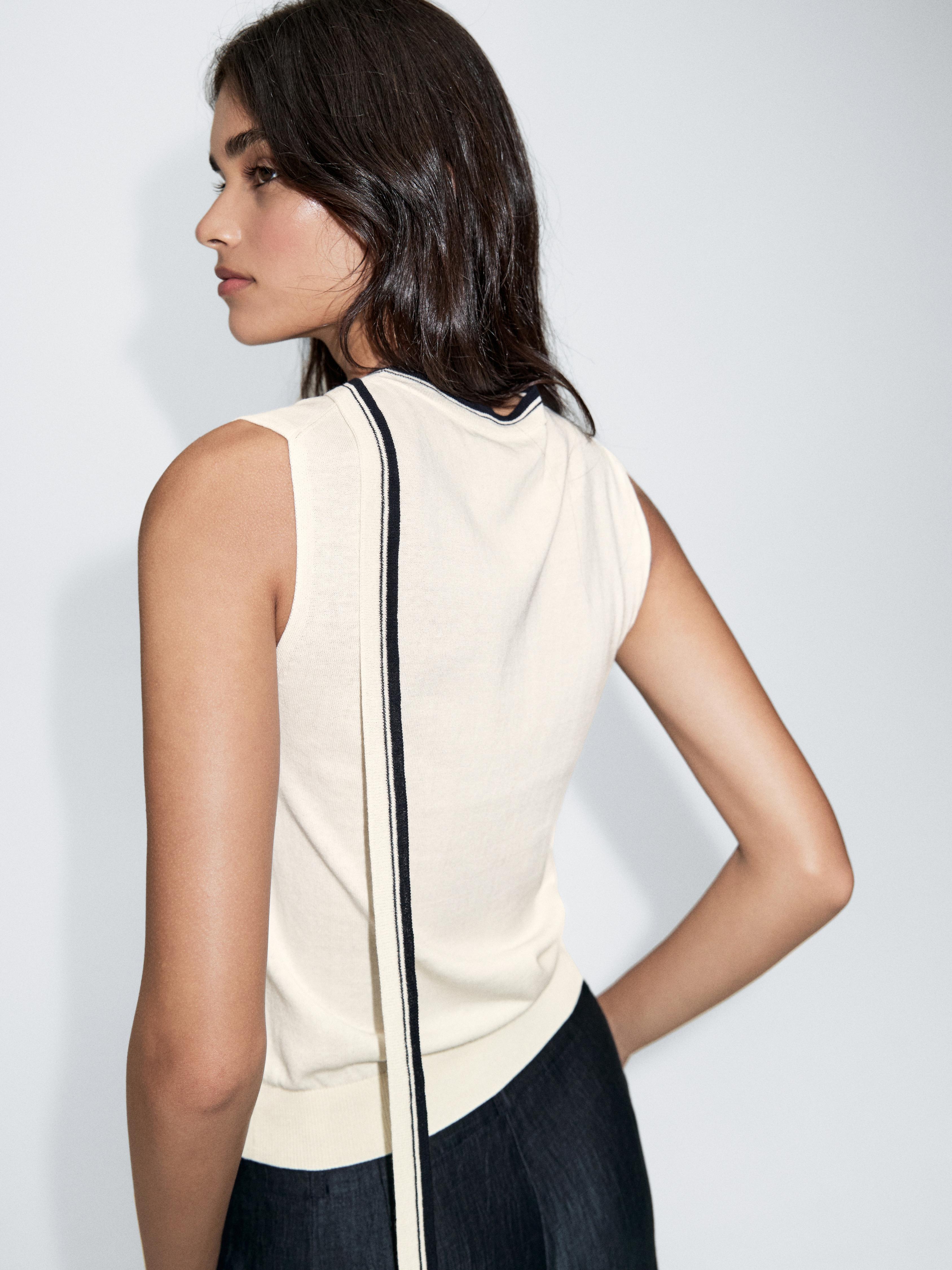Knit vest with tie detail