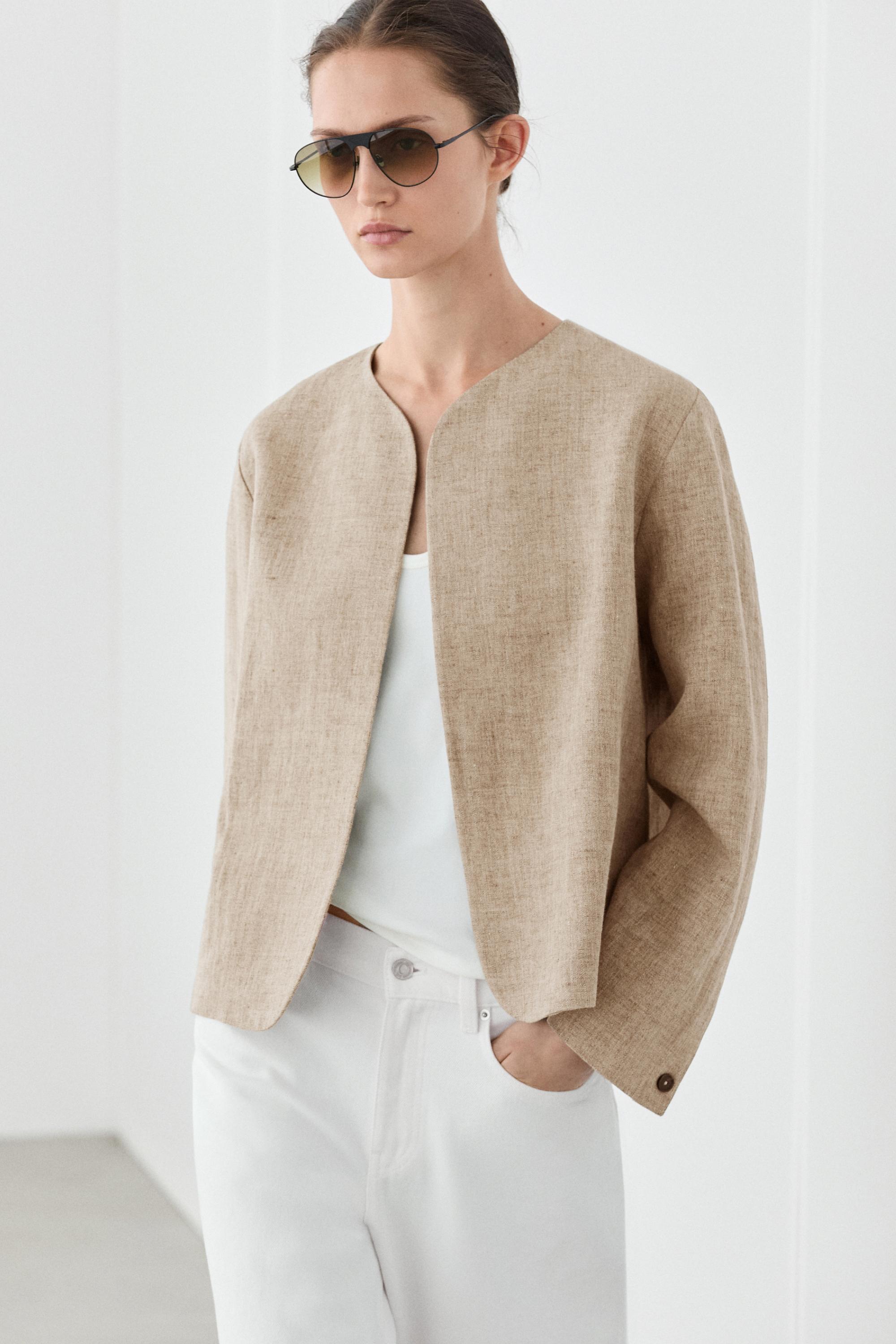 Bomber jacket with flecked detail — BEIGE