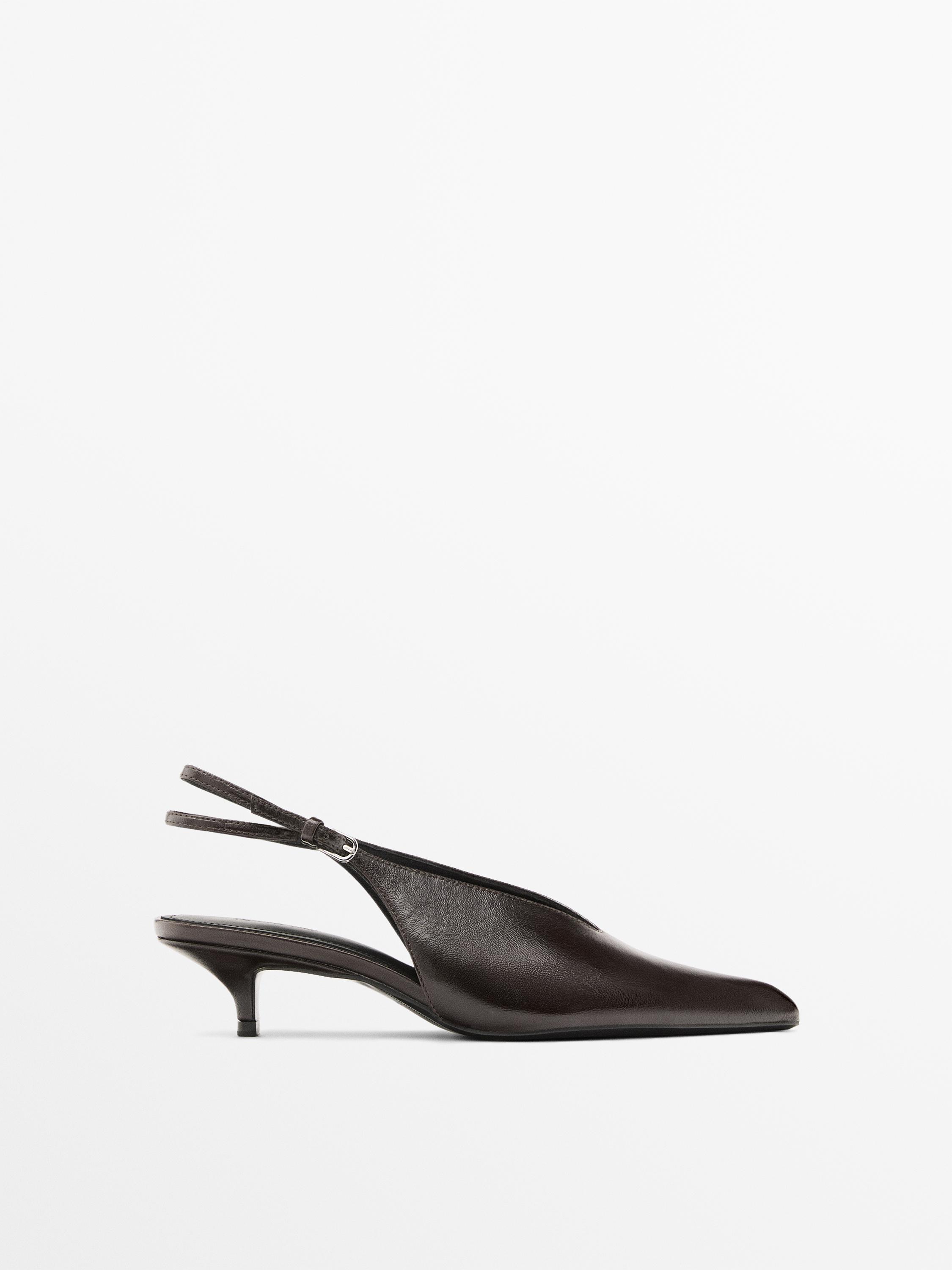 Leather high-heel mules — BROWN