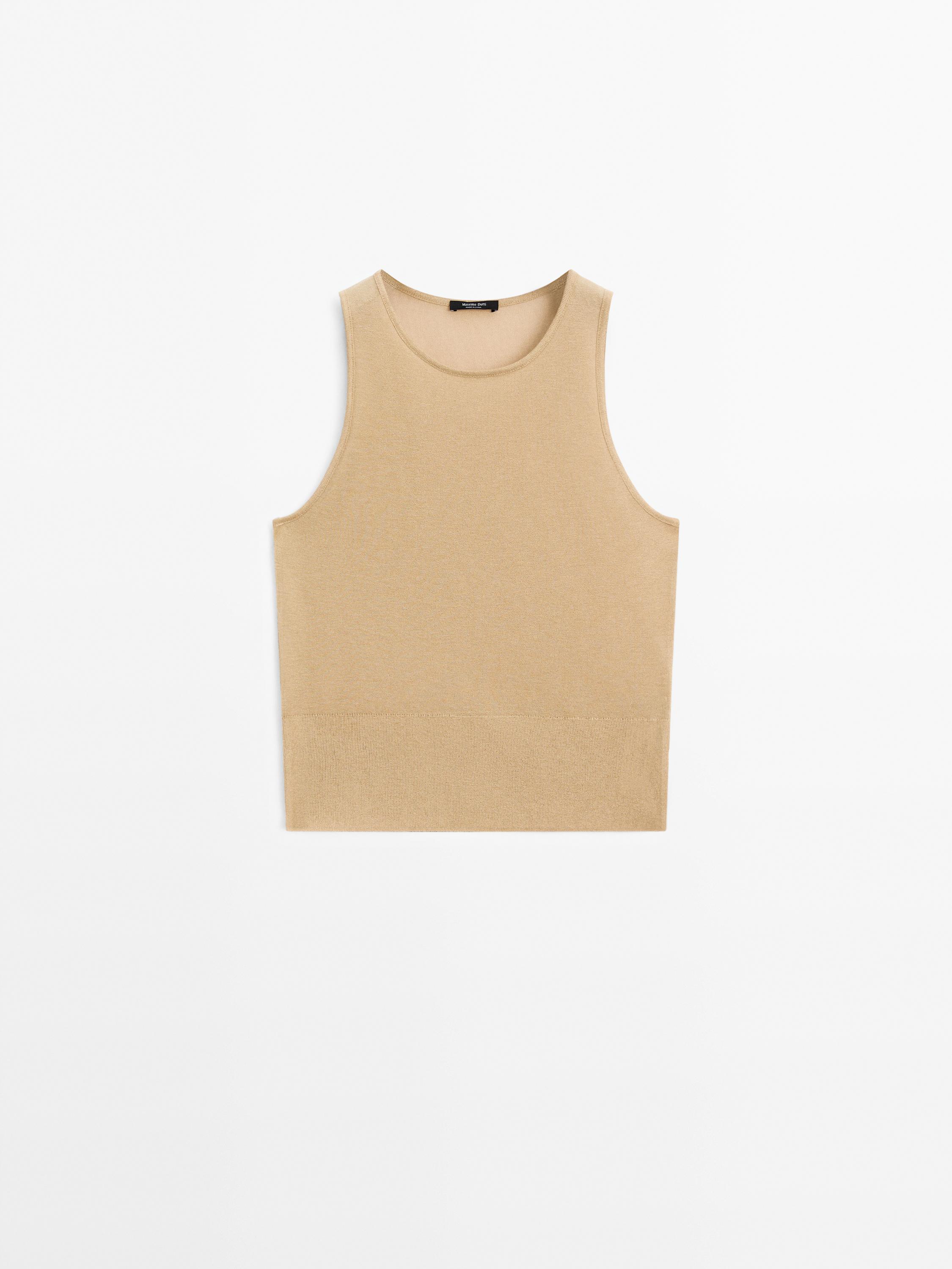 Semi-sheer crew neck top