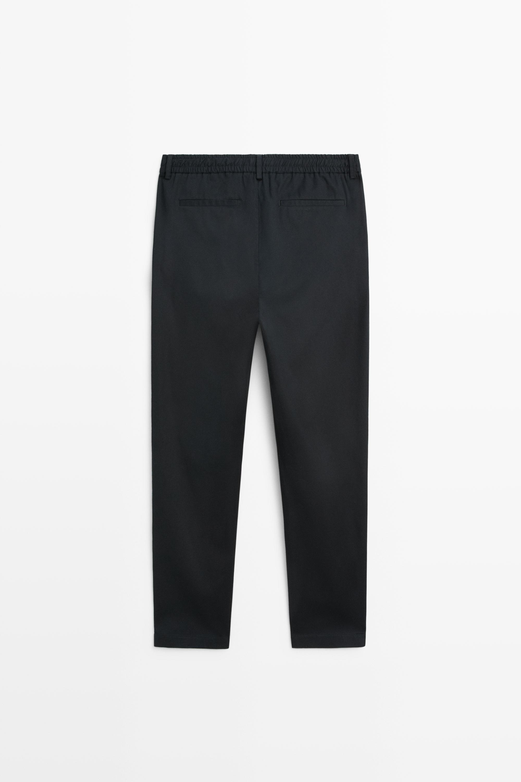 Cotton blend jogger fit pants — NAVY BLUE