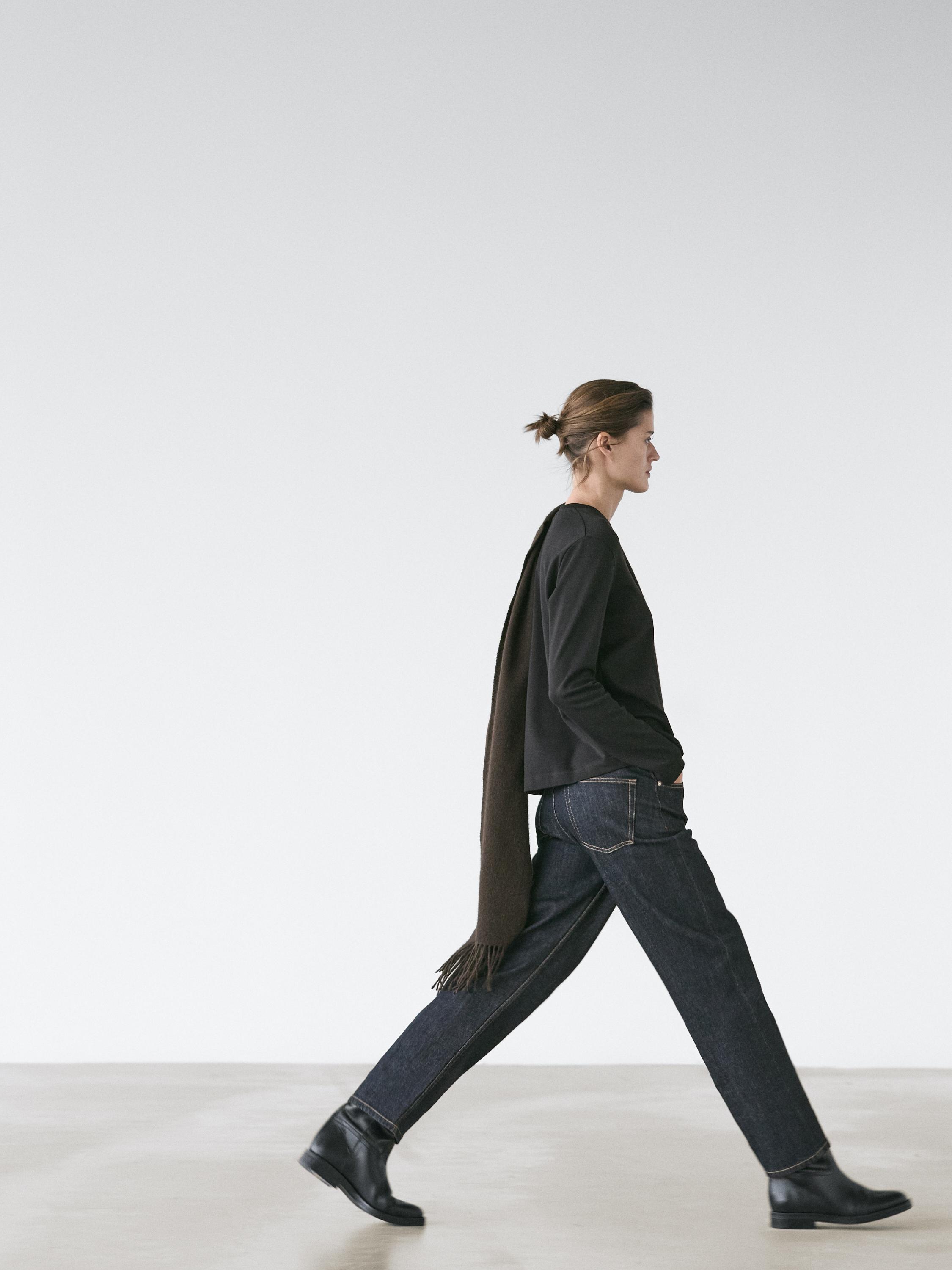 100% cotton interlock long sleeve T-shirt — BLACK