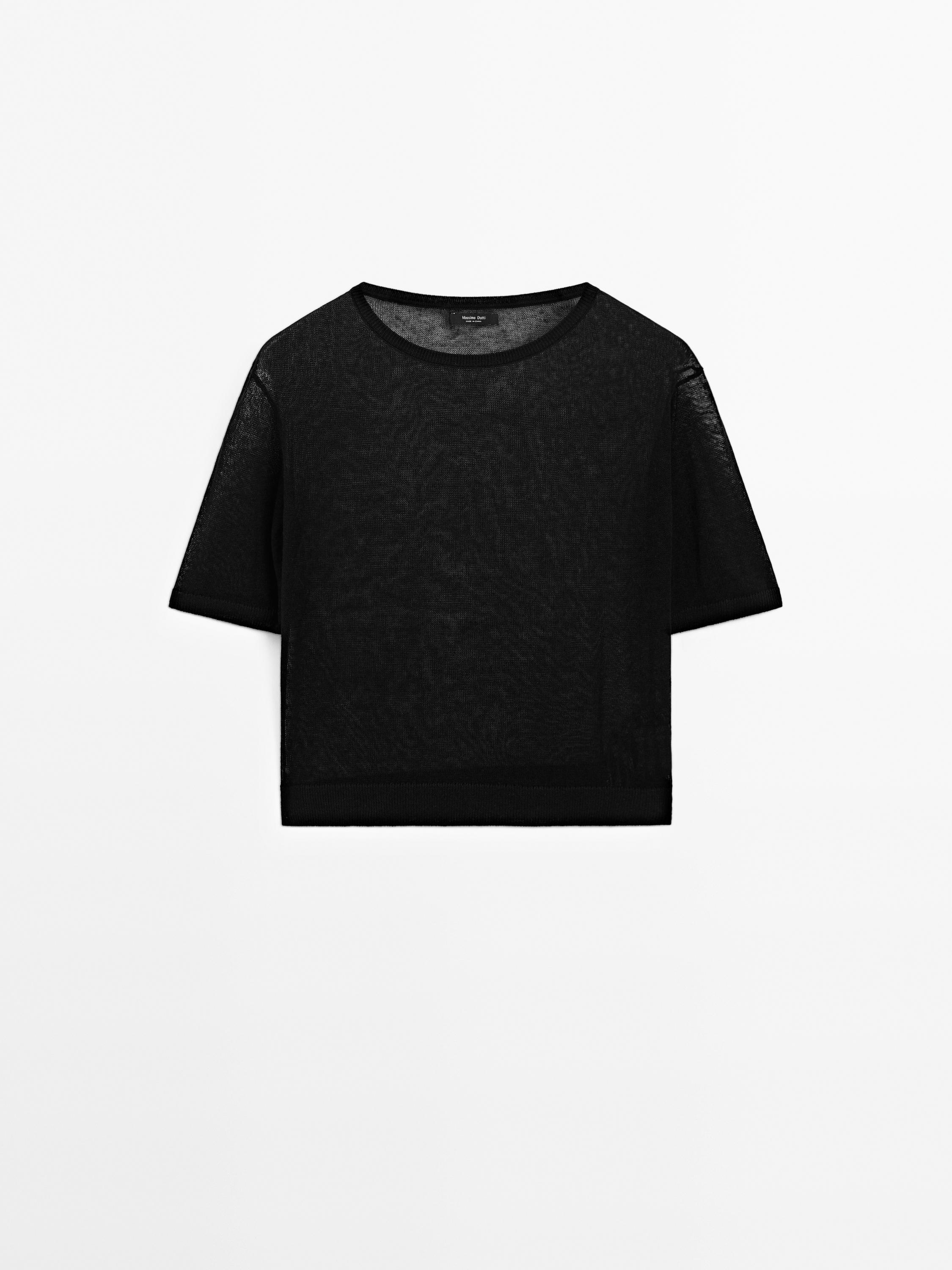 Linen blend short sleeve sweater