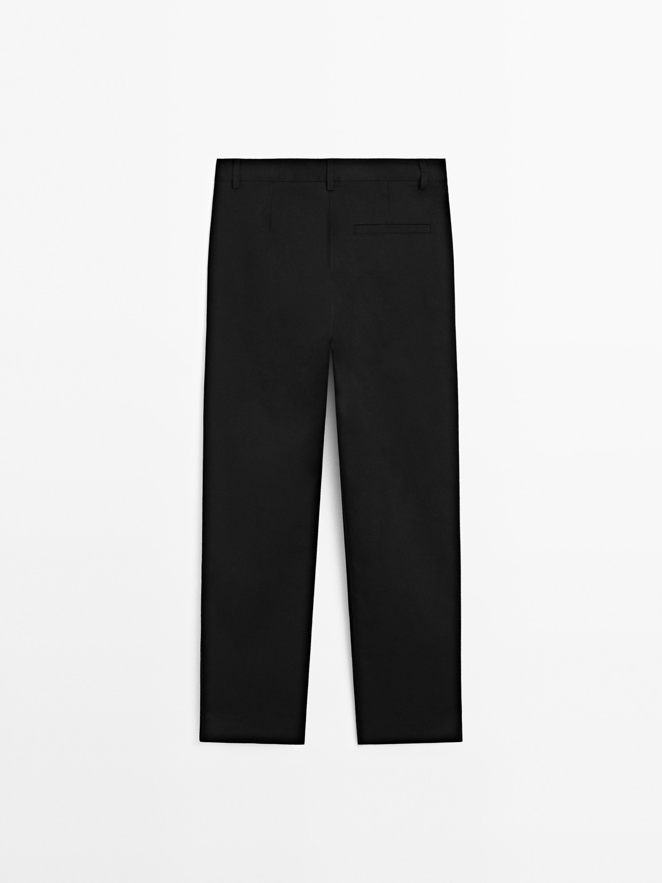 Pantalon straight en coton mélangé