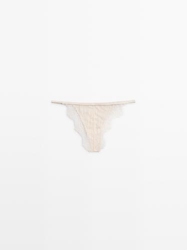 Silk briefs with lace detail — CREAM 4