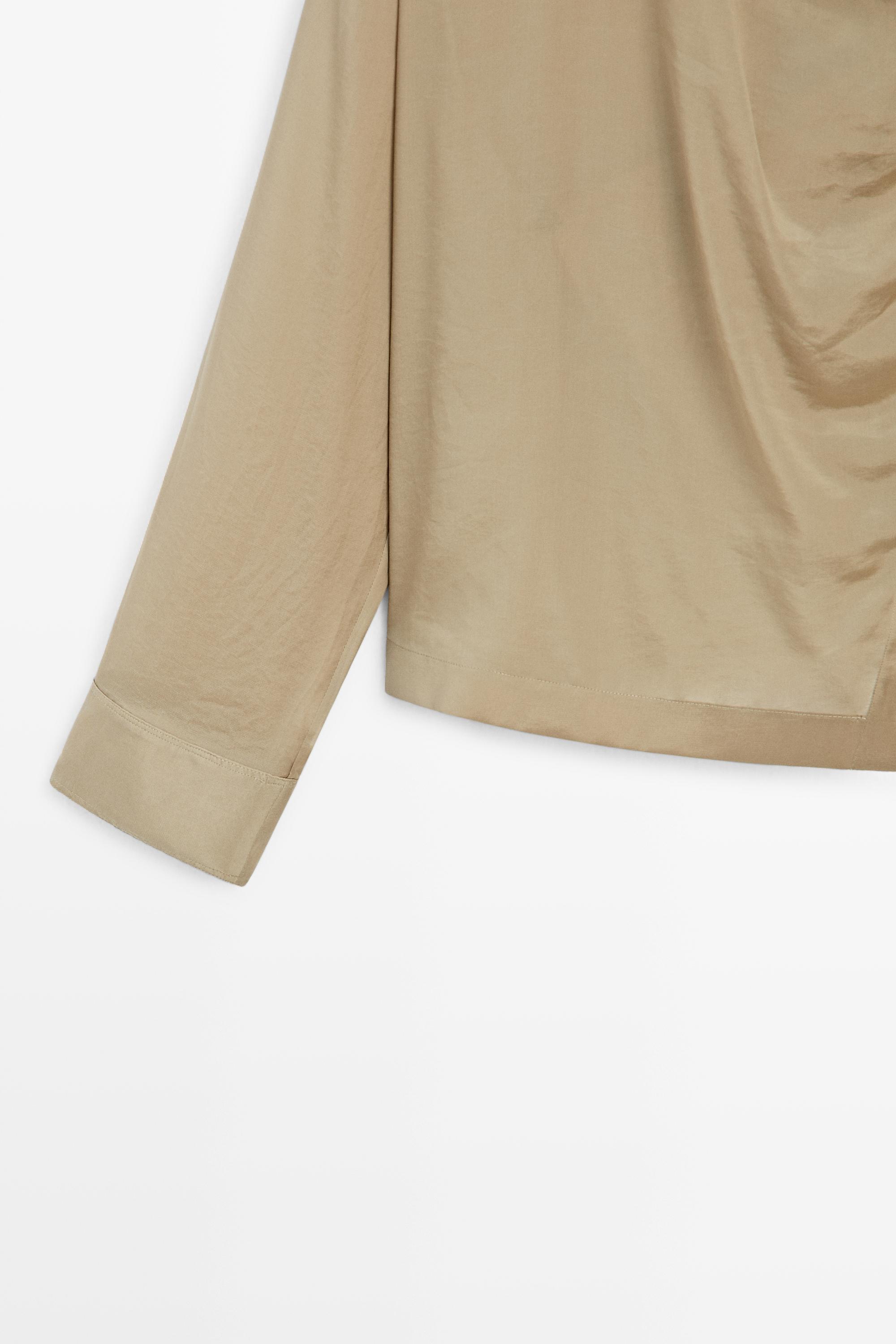 Double-breasted shirt with collar detail — STONE