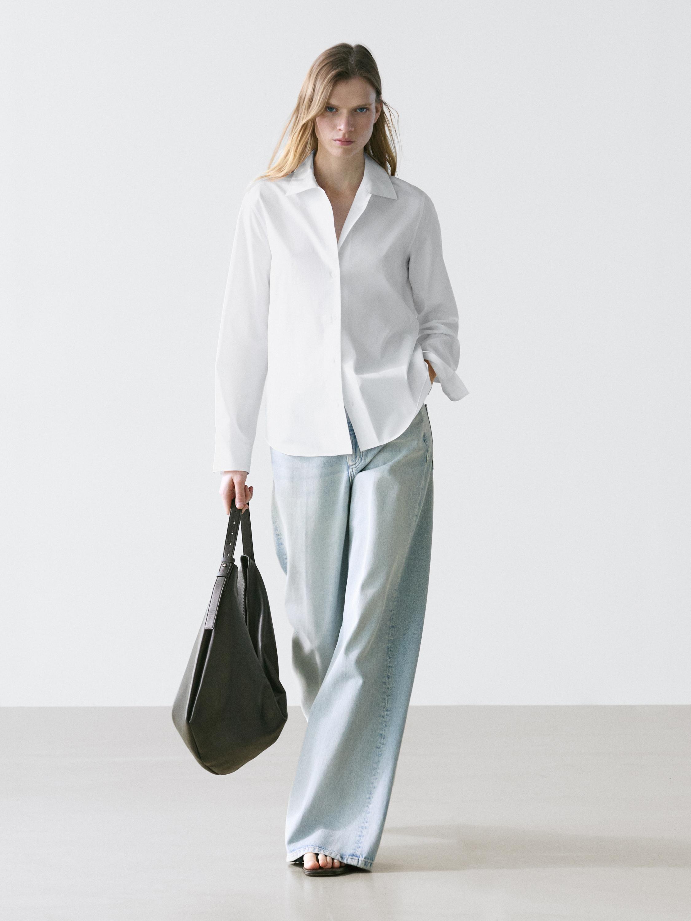 100% cotton poplin shirt — WHITE