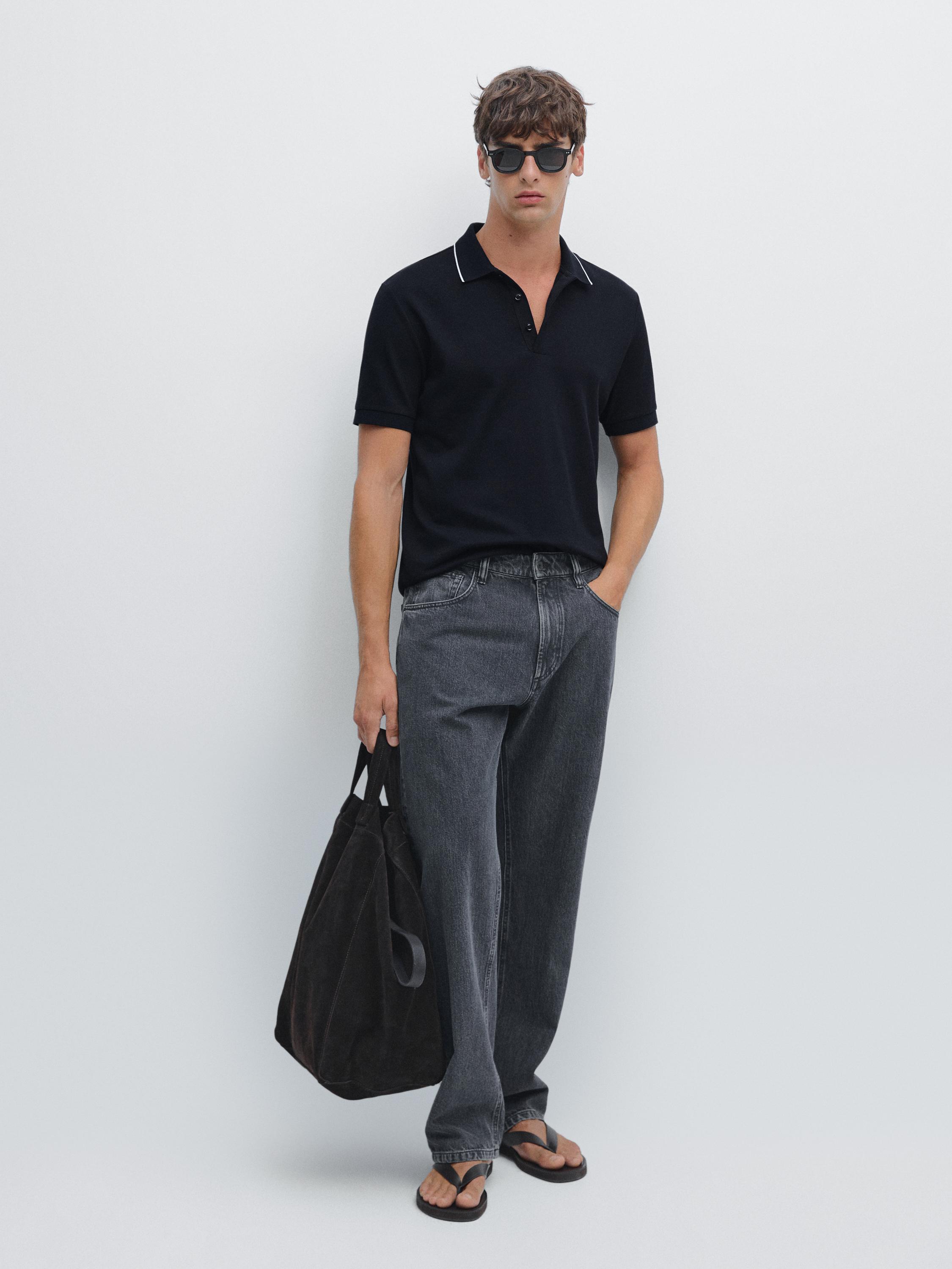 Short sleeve polo shirt with collar detail