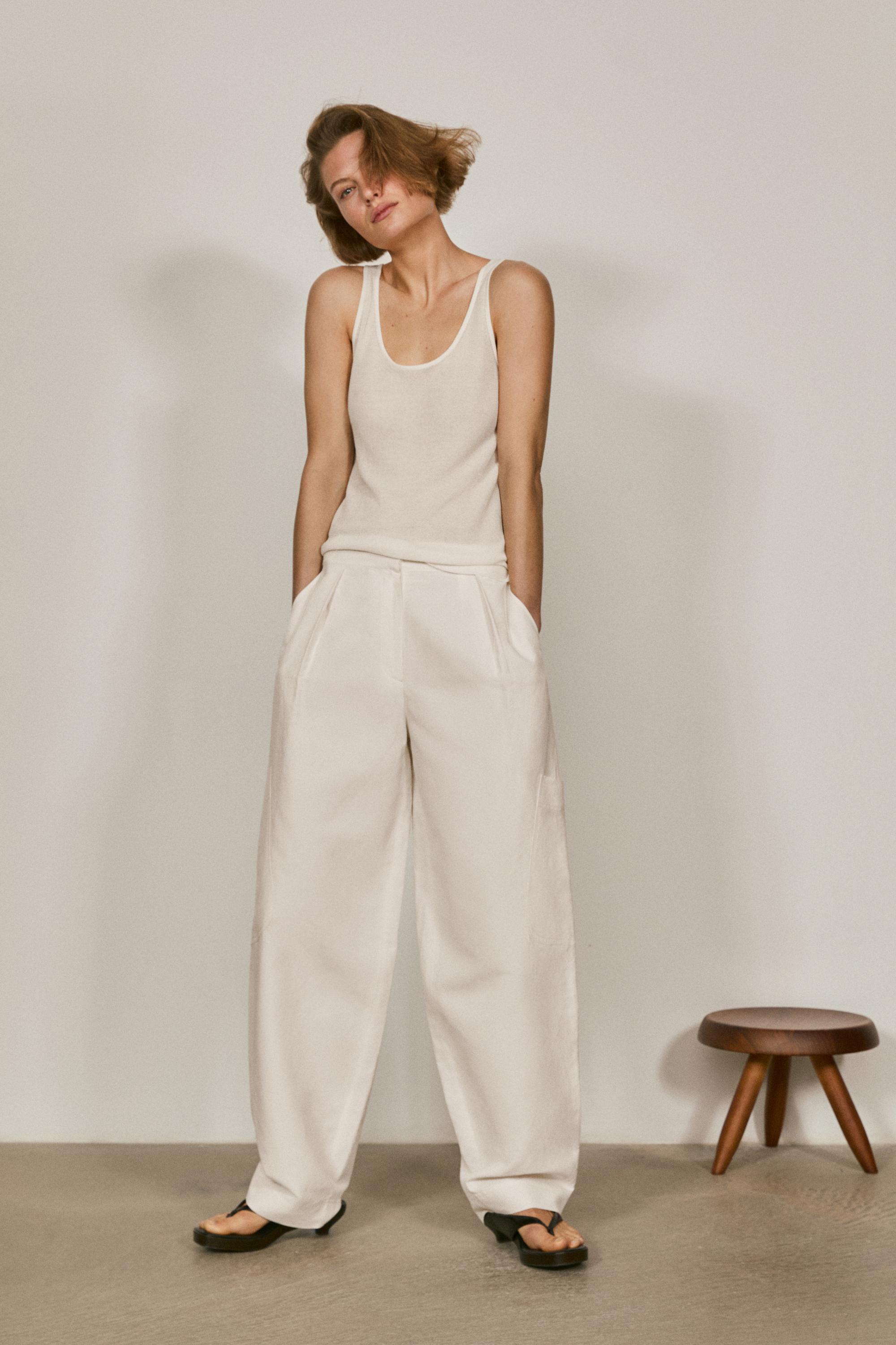 Flowing trousers with darts - LIMITED EDITION — BEIGE