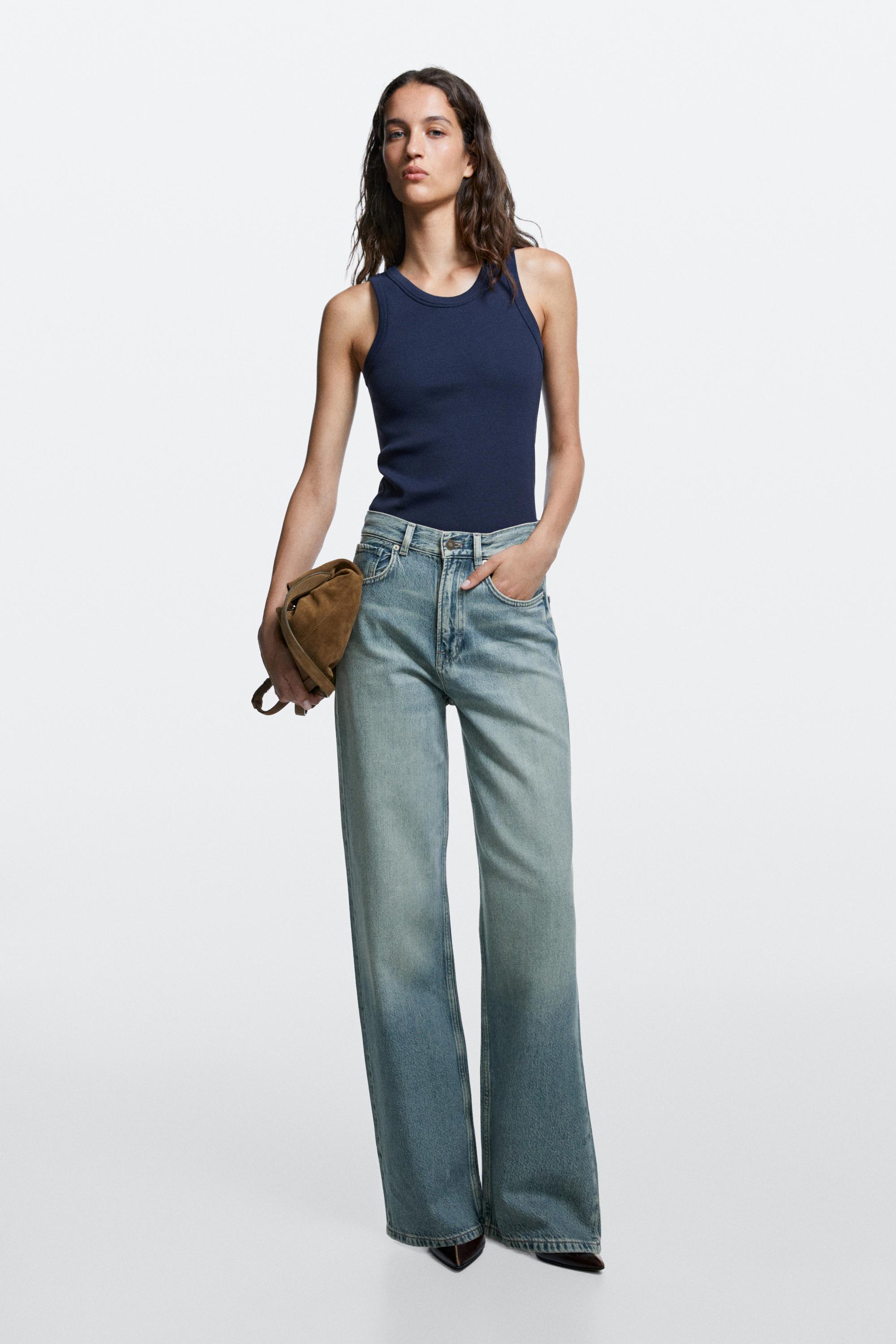 High-waist wide-leg jeans — BLUE