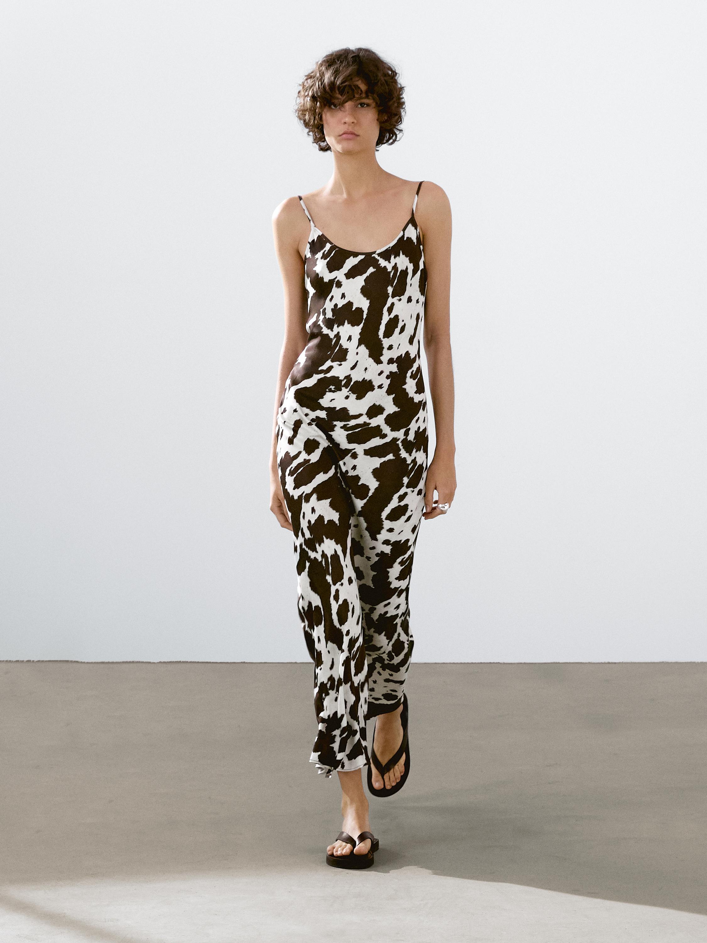 Vestido midi lencero animal print