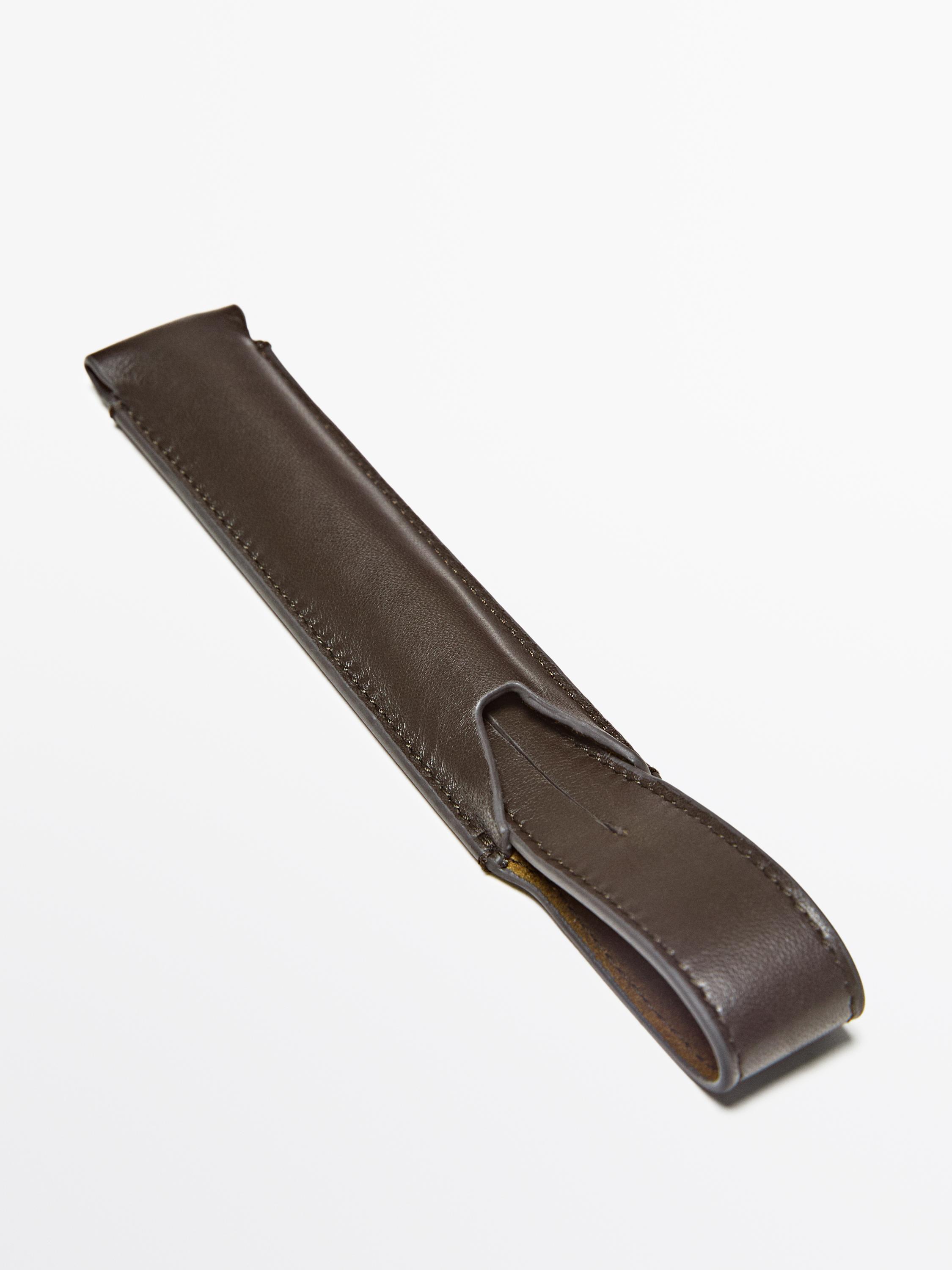 Nappa leather pen cover — BROWN