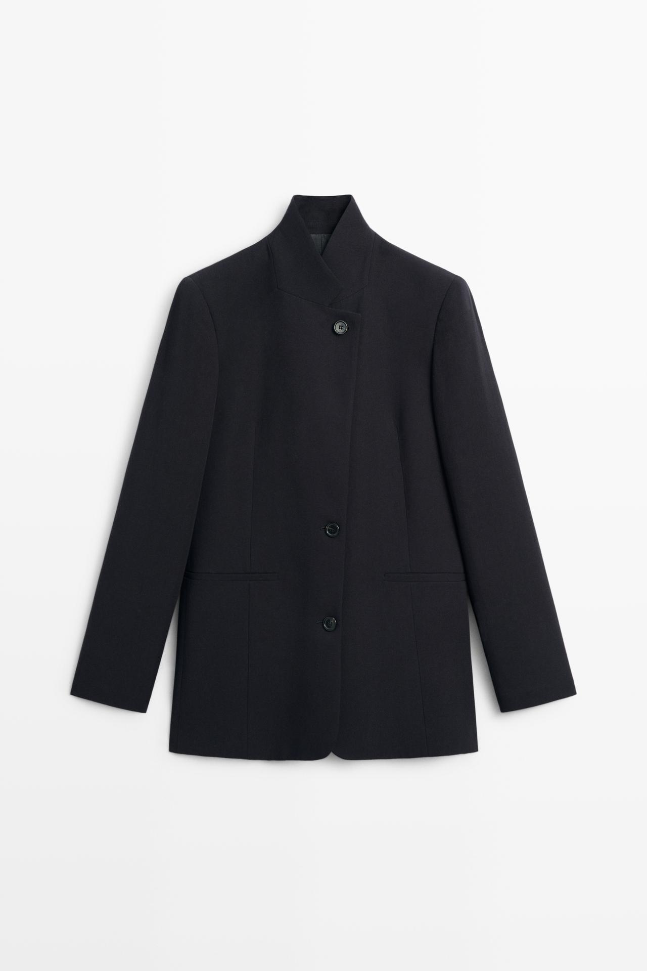Fluid blazer with button detail — NAVY BLUE