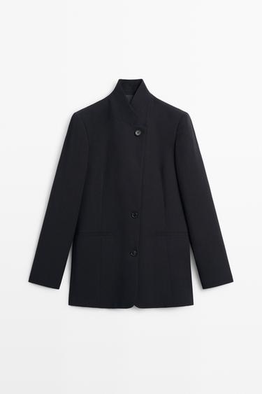 Fluid blazer with button detail — NAVY BLUE 2