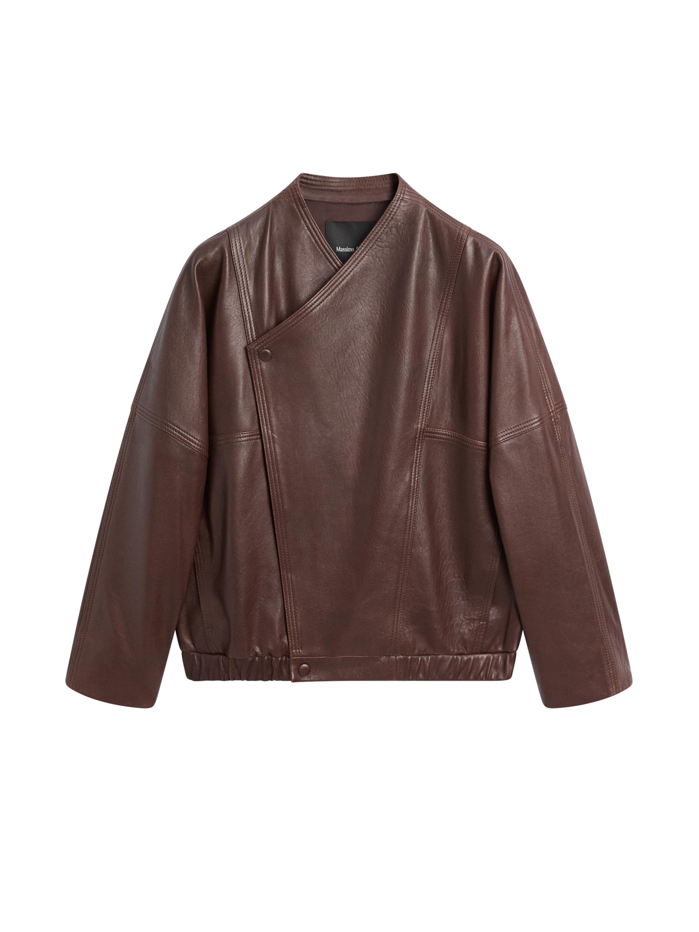 Asymmetric nappa leather bomber jacket · Brown · Bomberâ Jacket
