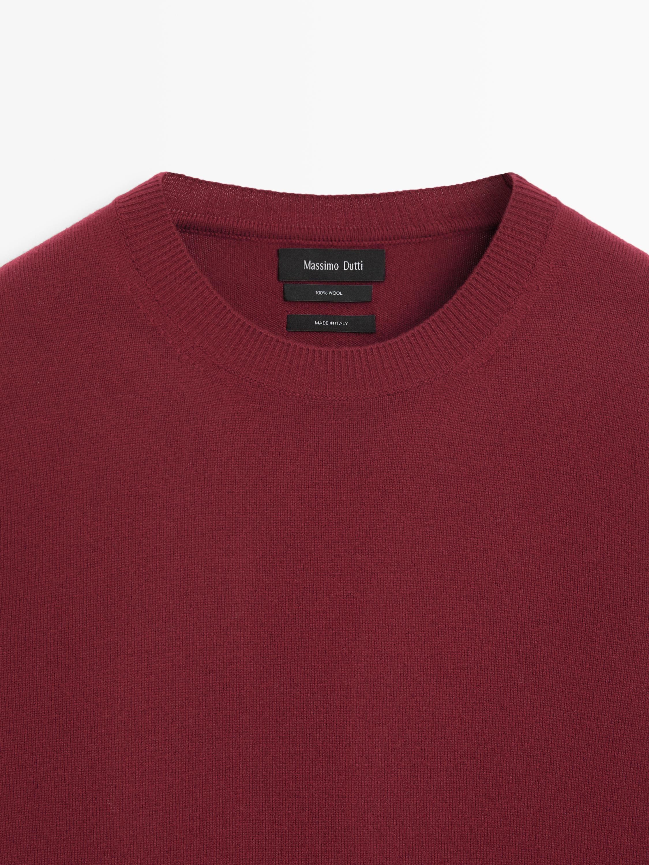 100% wool knit sweater — RED