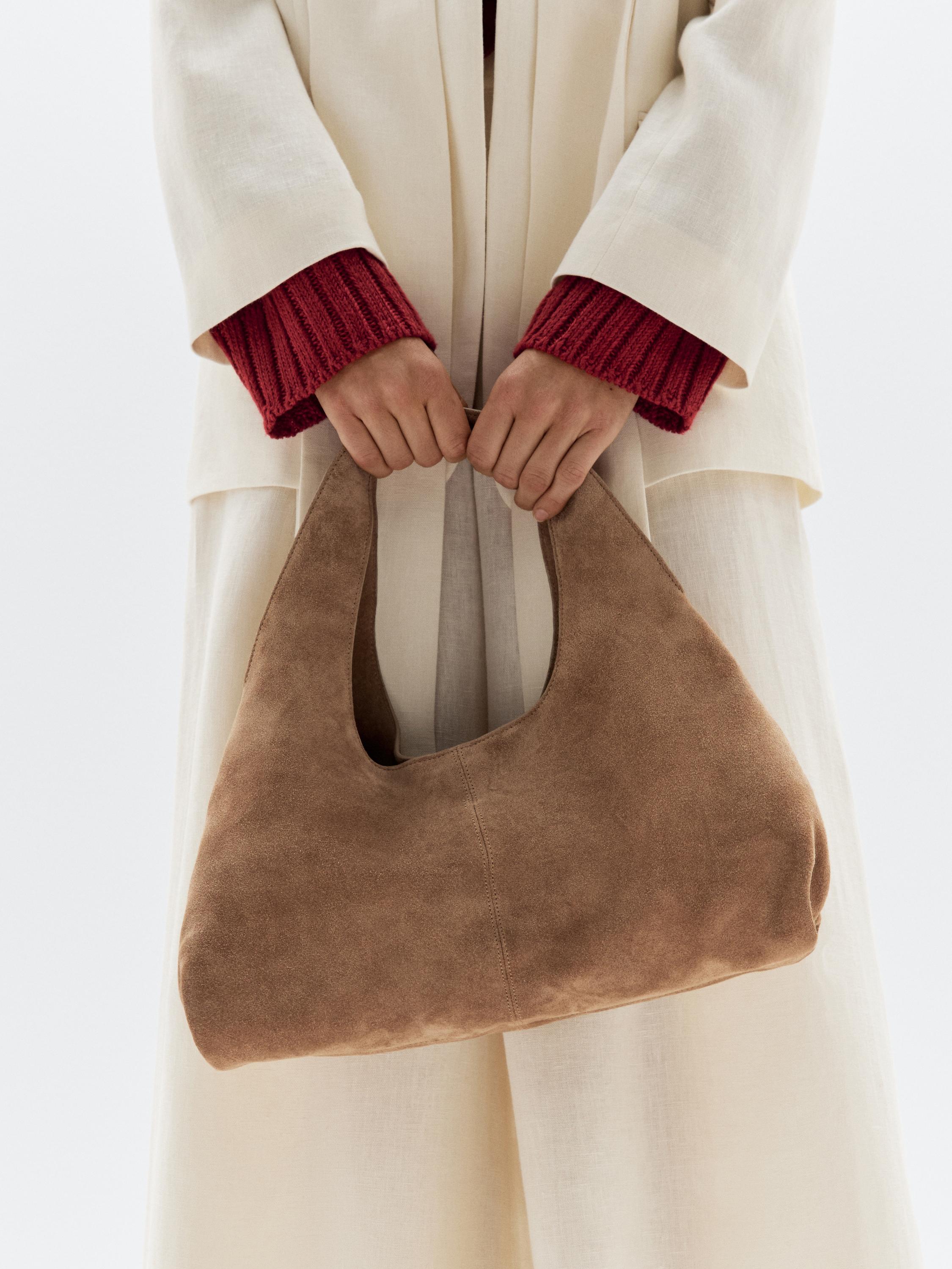 Vidēja izmēra sieviešu soma ar raupjas zamšādas apdari