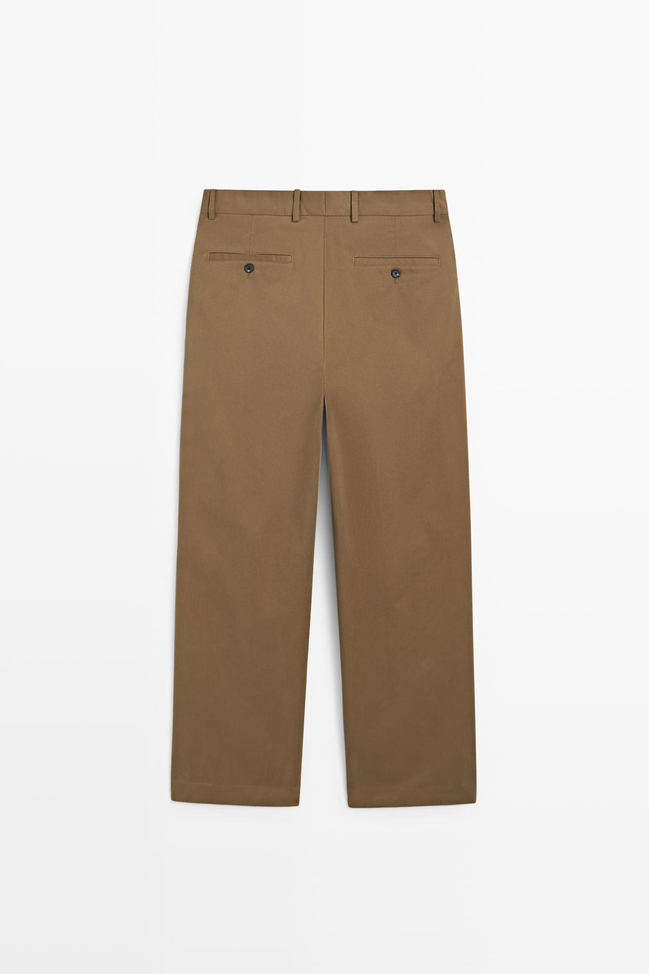 Cotton blend relaxed fit pants — Caramel