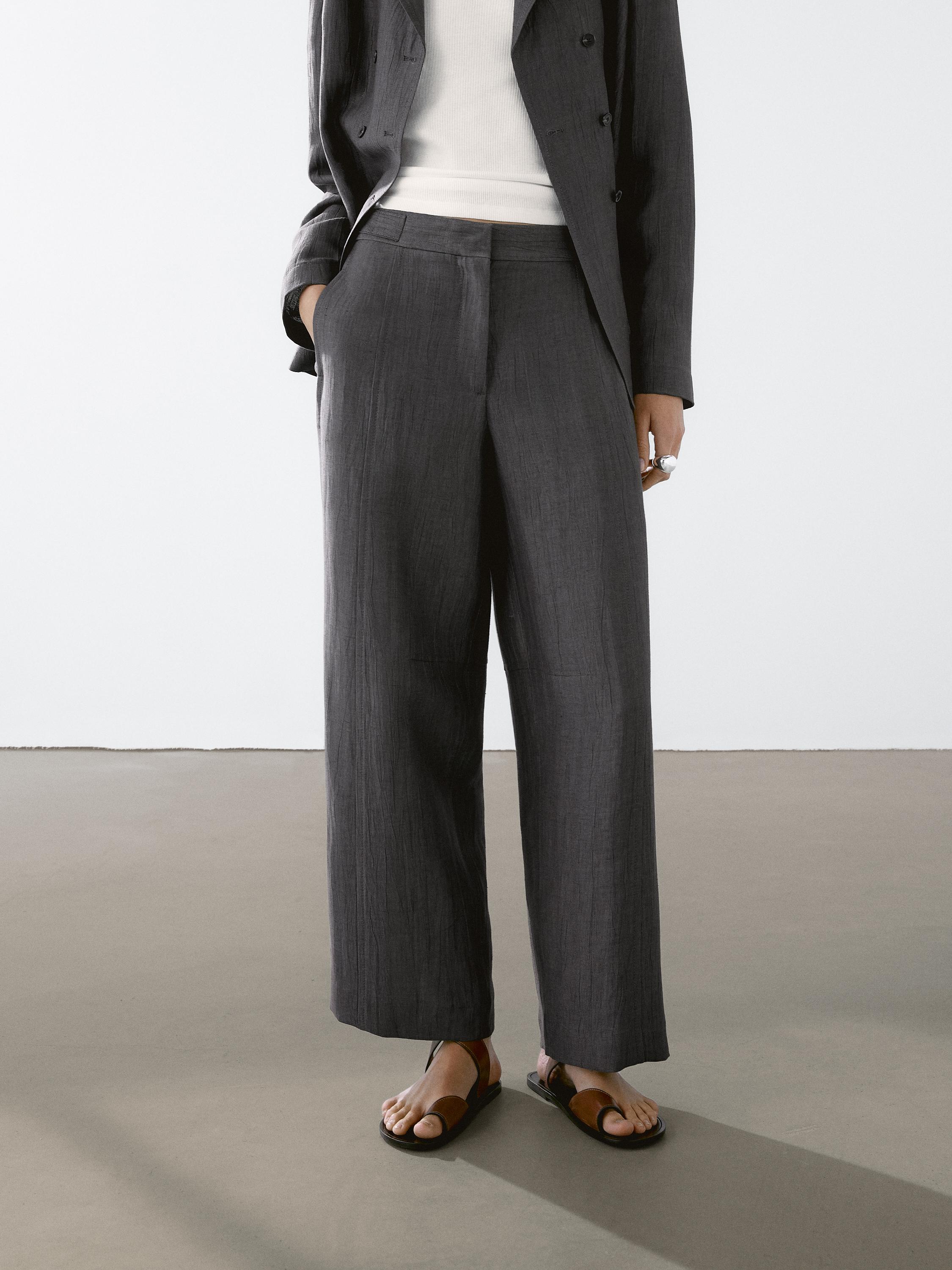 Pantalón traje fluido mezcla lino
