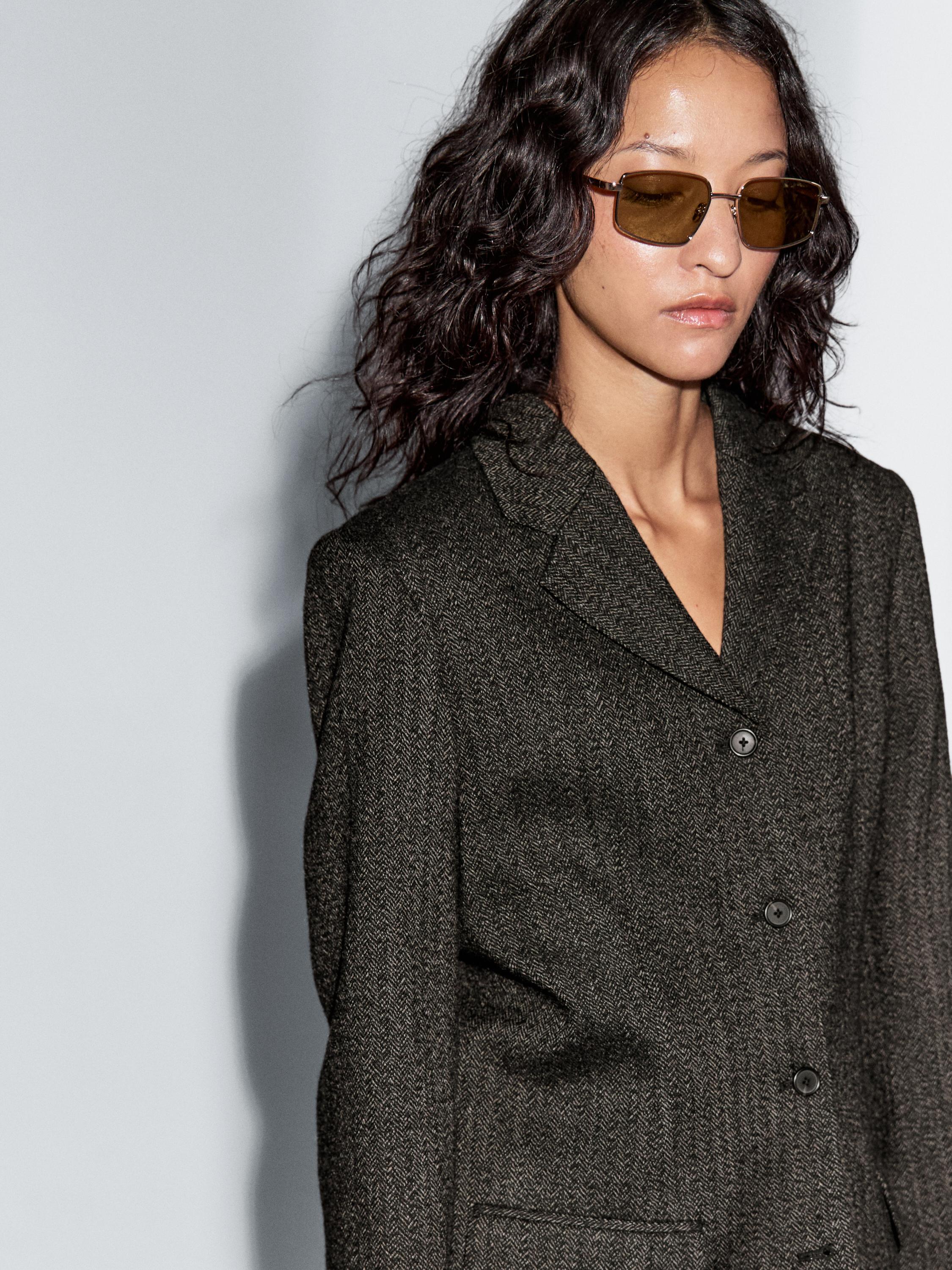 Herringbone wool blend blazer