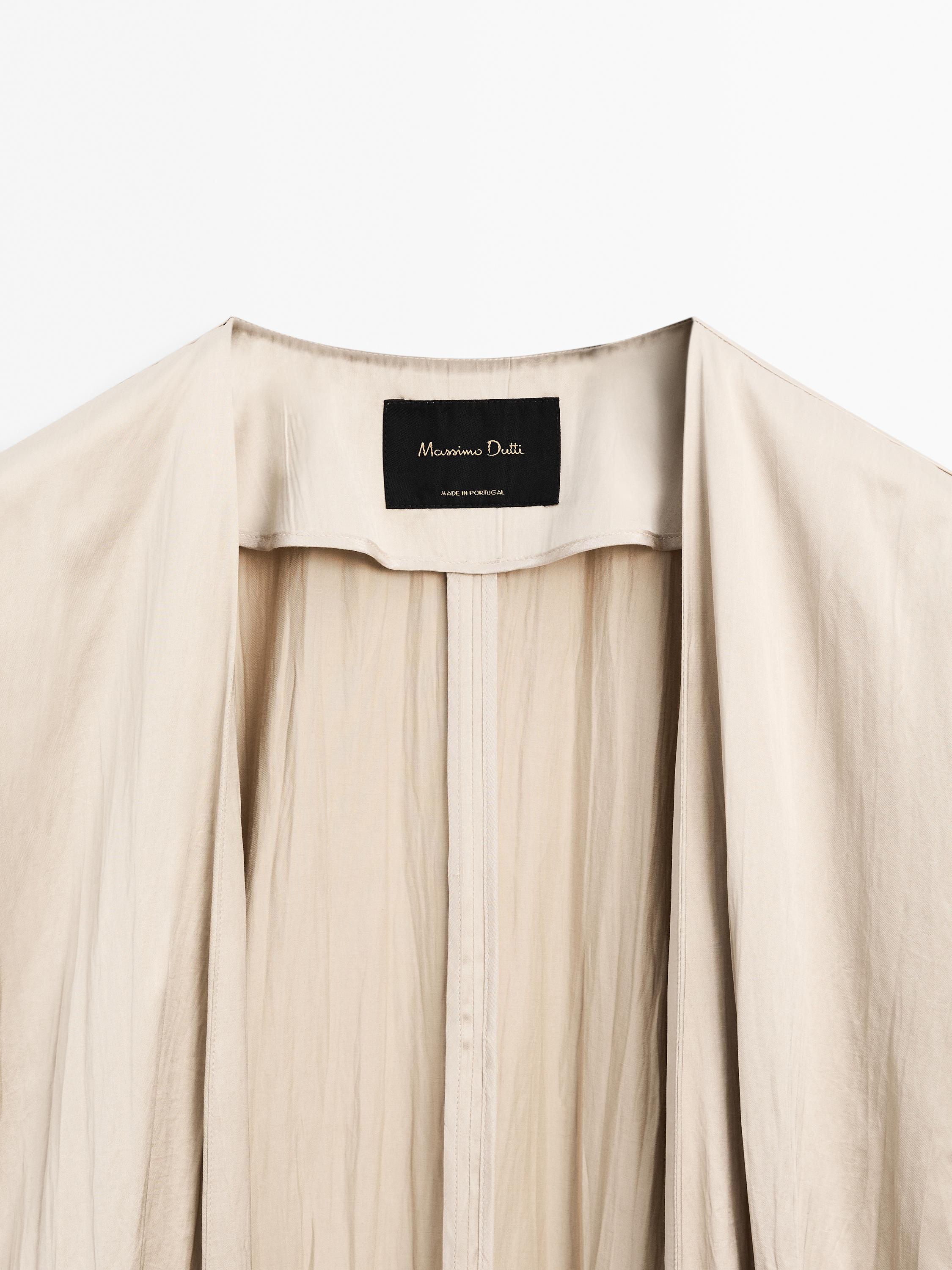 Long satin kimono with textured detail
