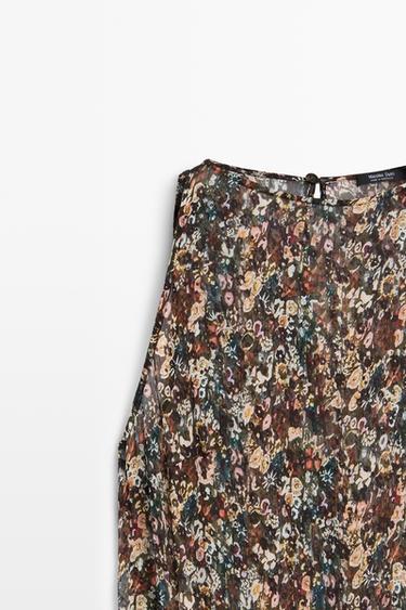 Printed dress with sash detail — BLACK 4