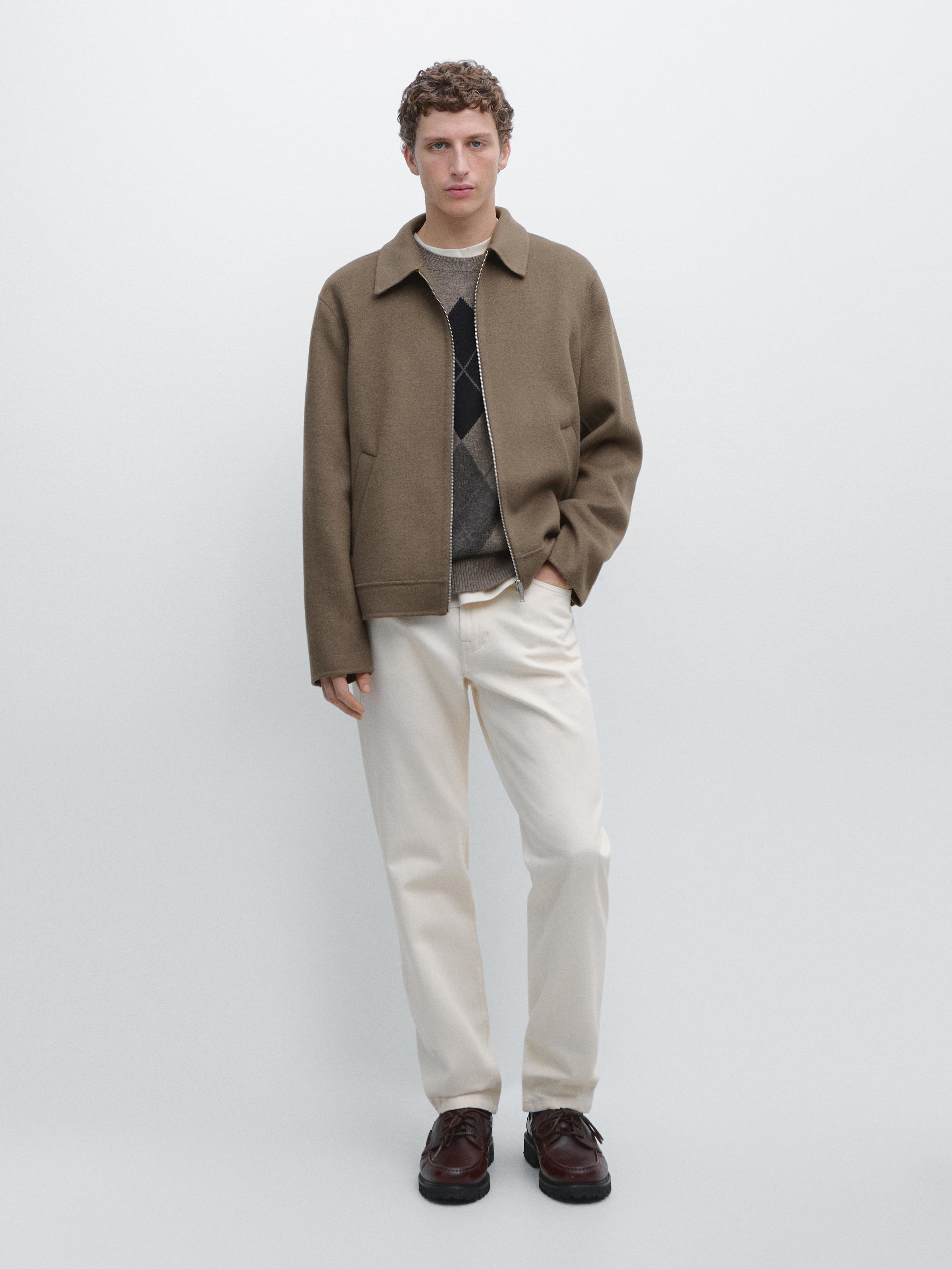 Wool blend jacket with pockets — GREENISH