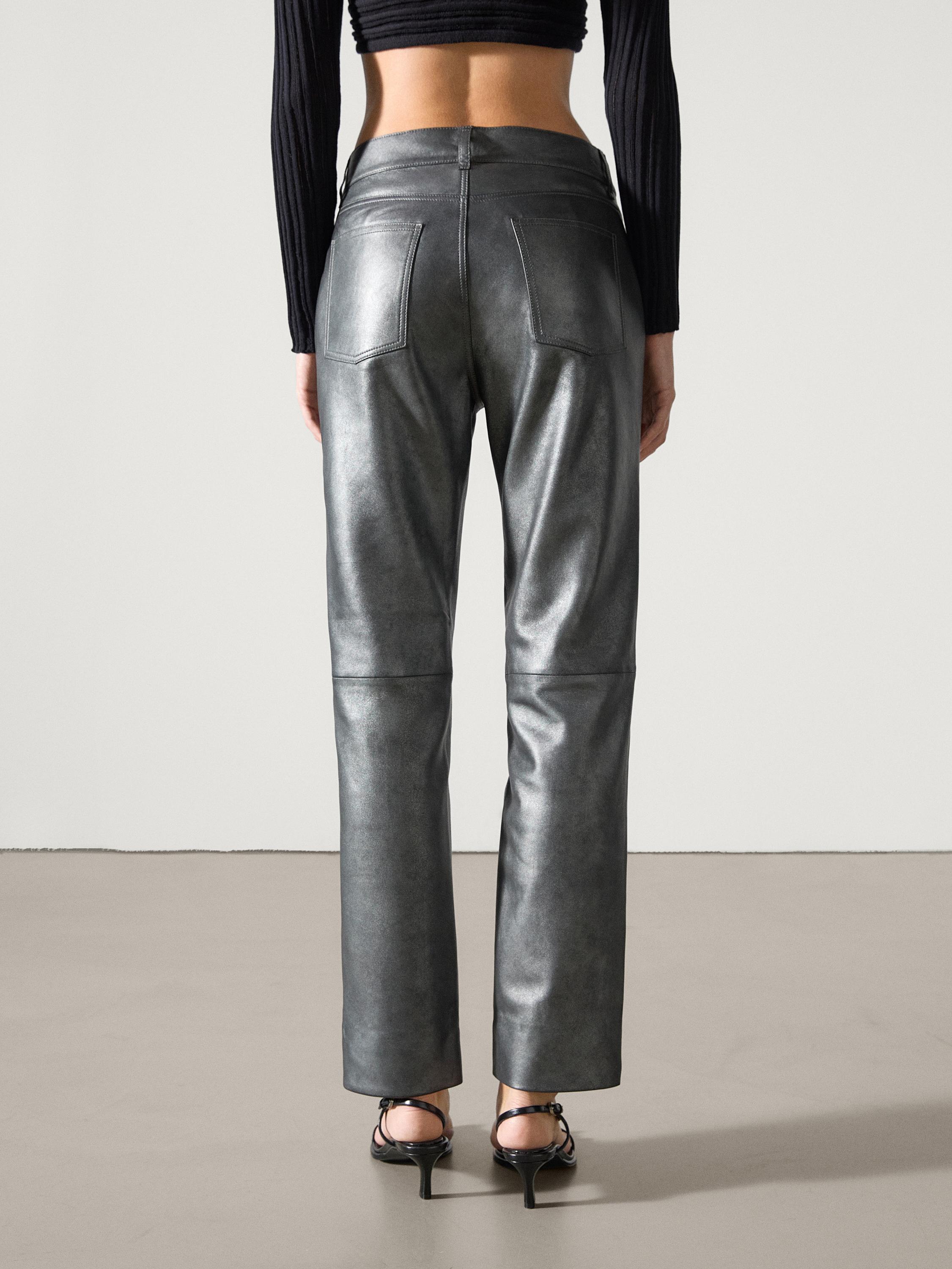 Straight-leg leather trousers