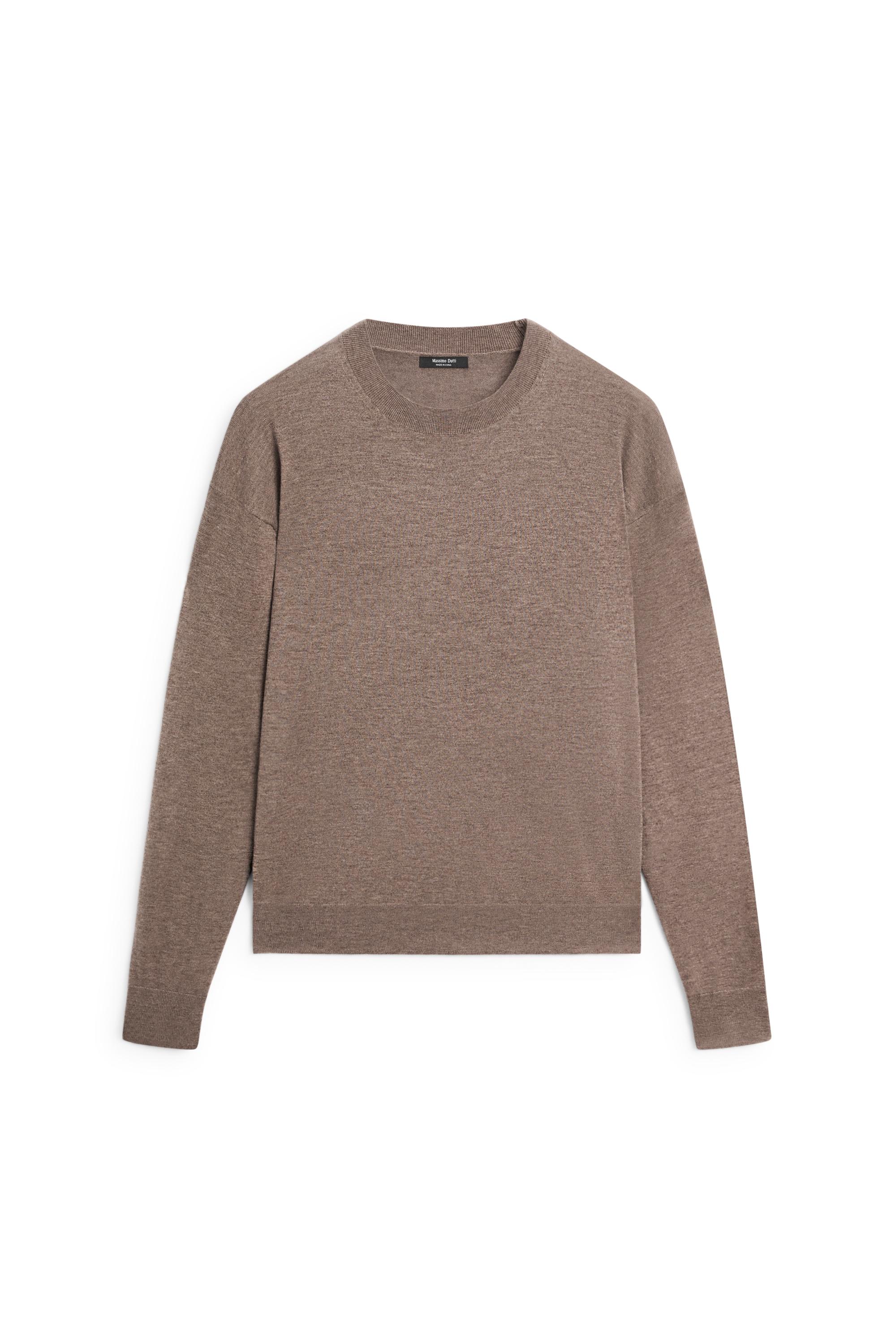 Fine knit round neck sweater — MOLE BROWN