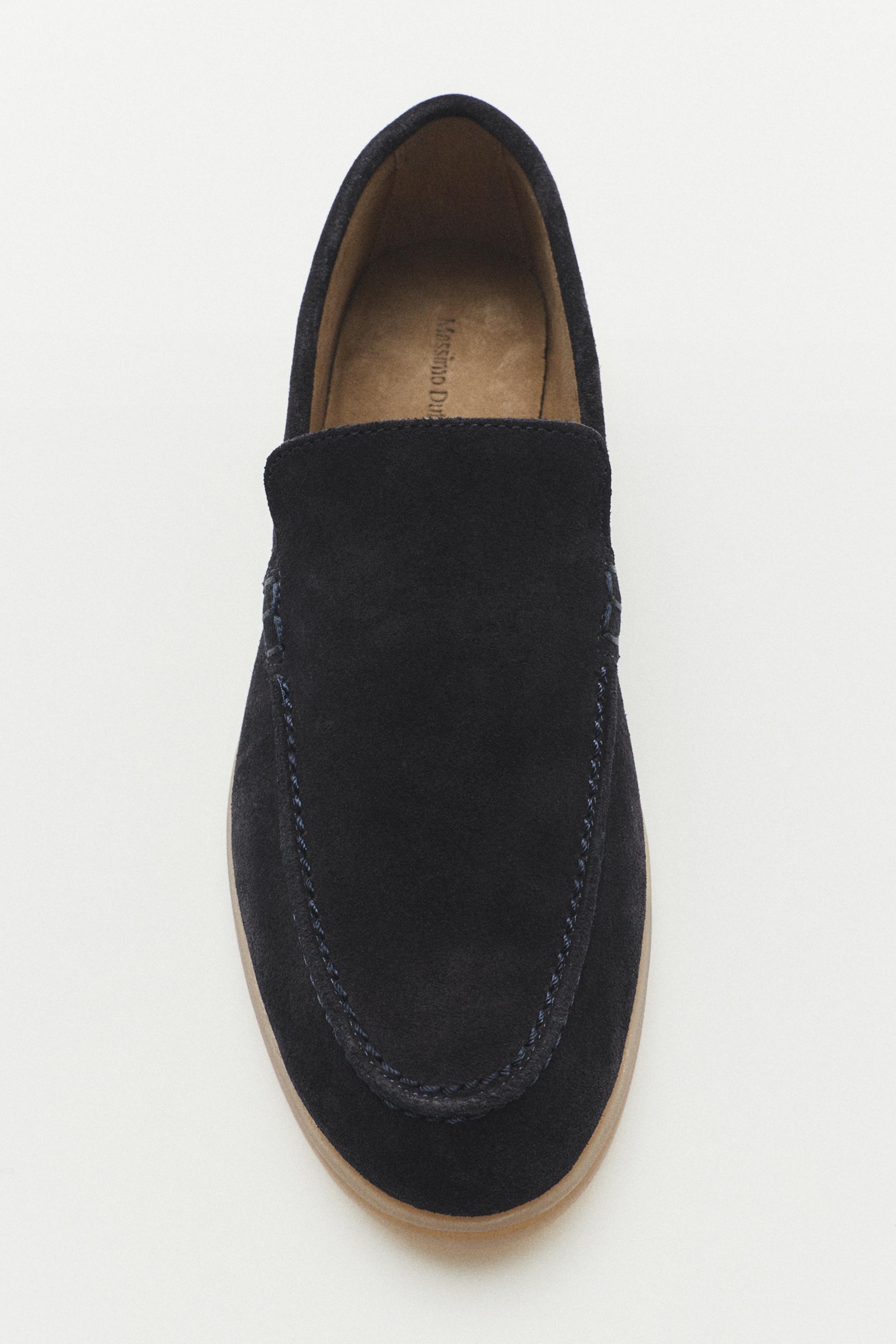 Split leather loafers — BLUE