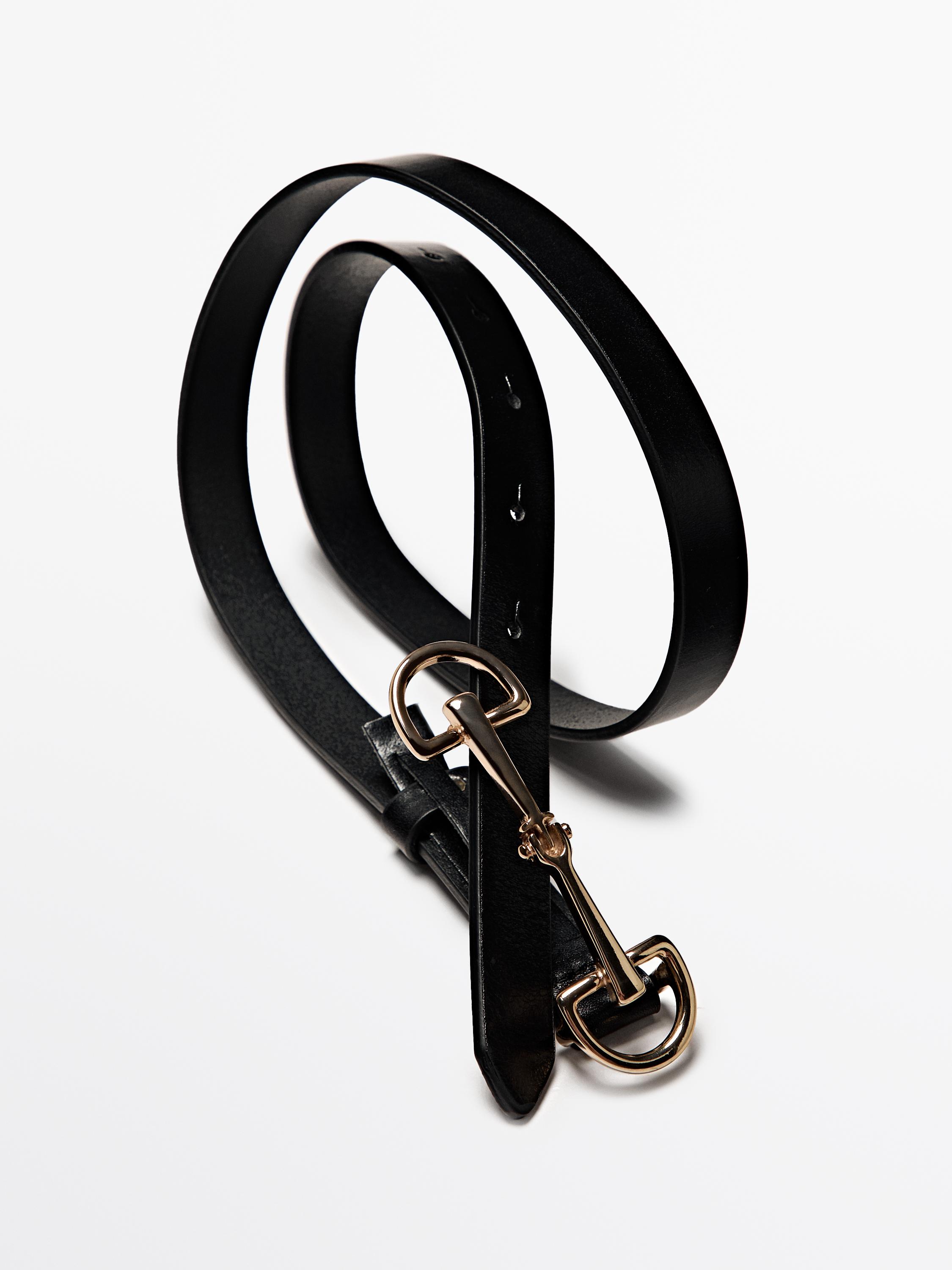 Equestrian nappa leather belt — BLACK