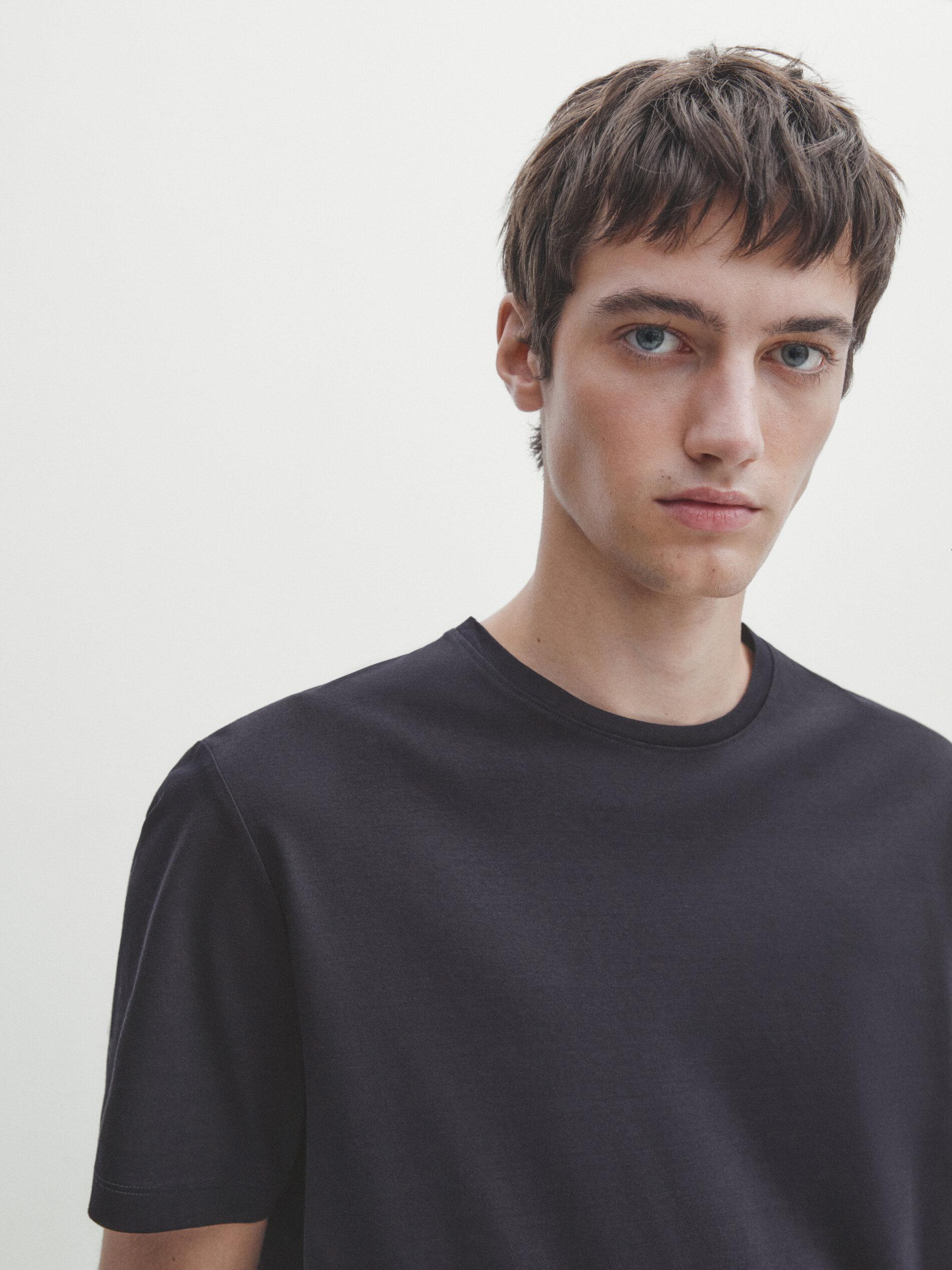 100% mercerised cotton T-shirt — NAVY BLUE