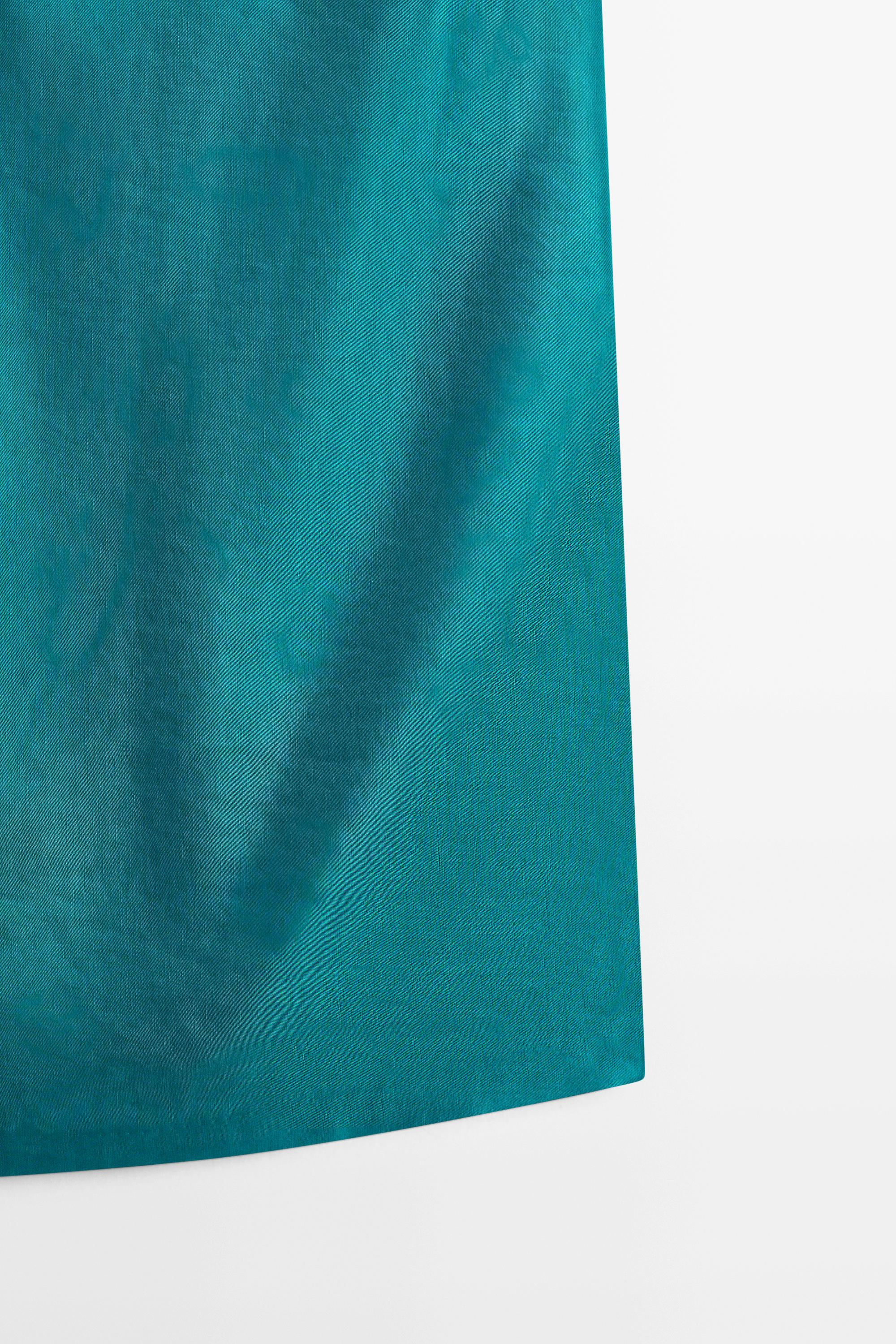 Linen blend mini dress — BLUE