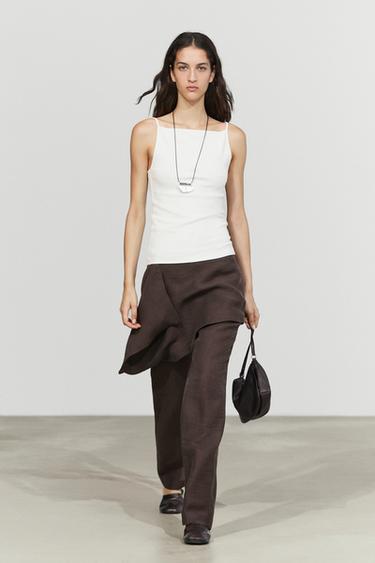 Cotton blend camisole top — WHITE 1
