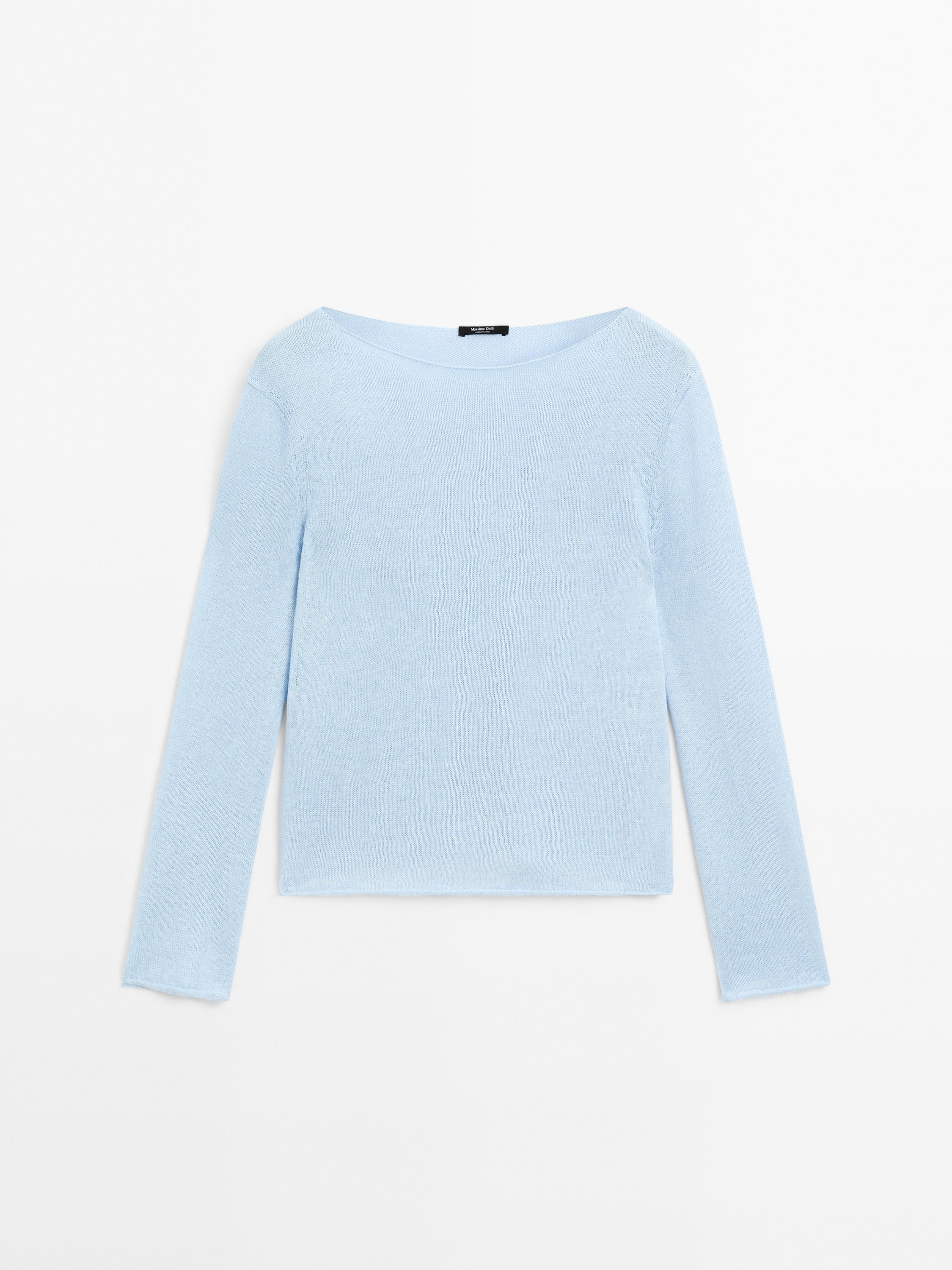 Linen blend cutwork sweater