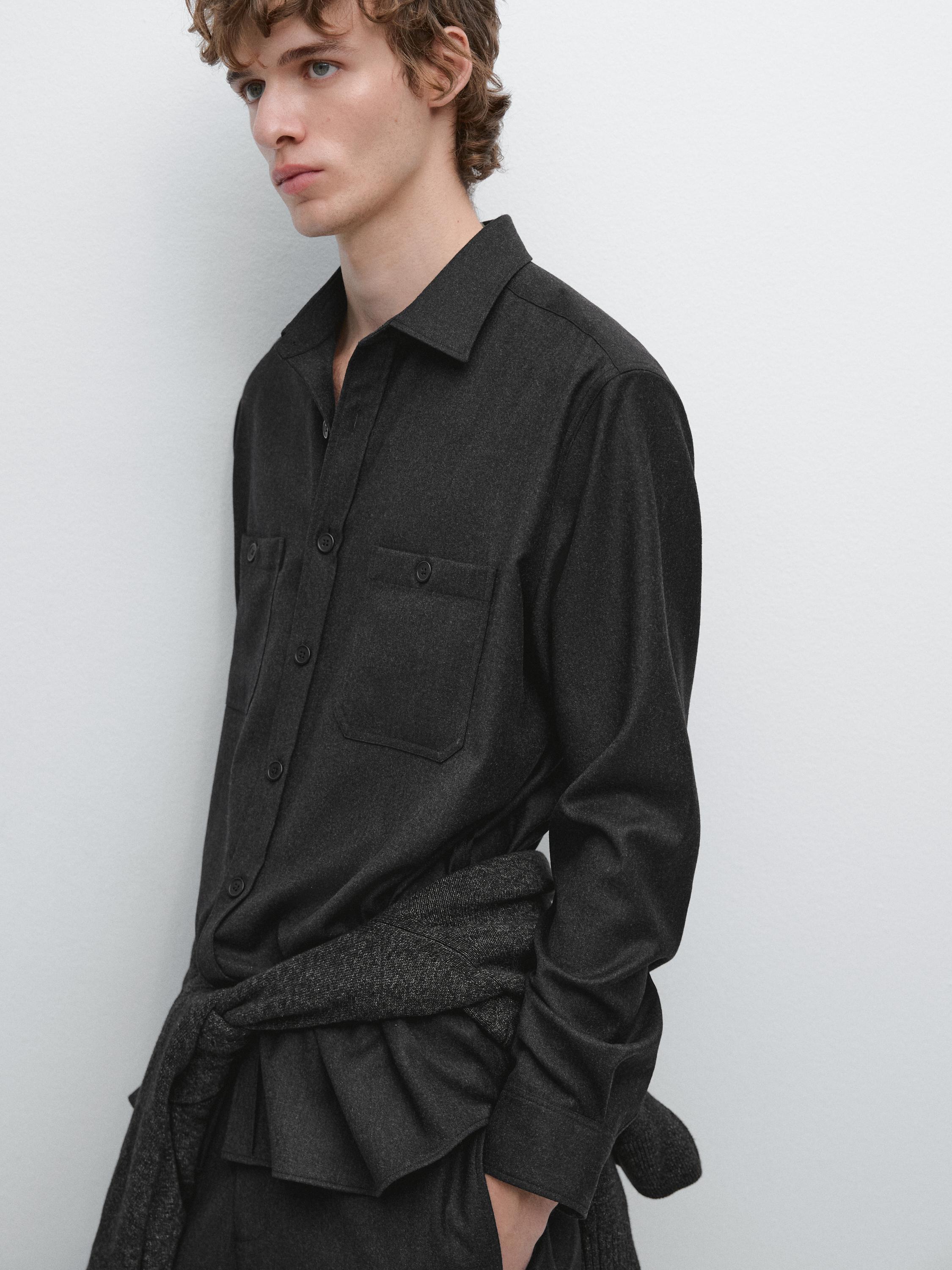 100% wool flannel overshirt