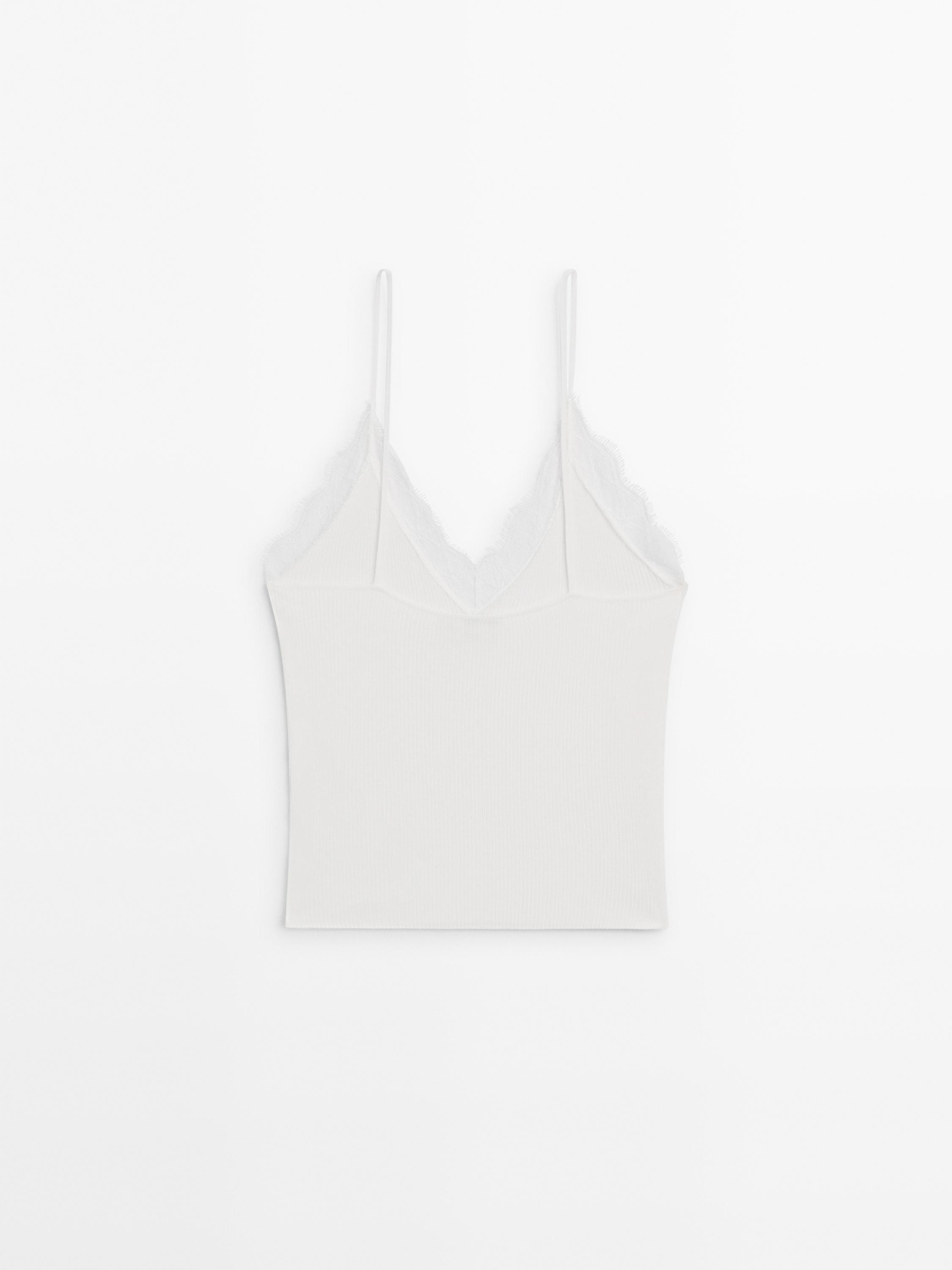 Lace-trimmed camisole top