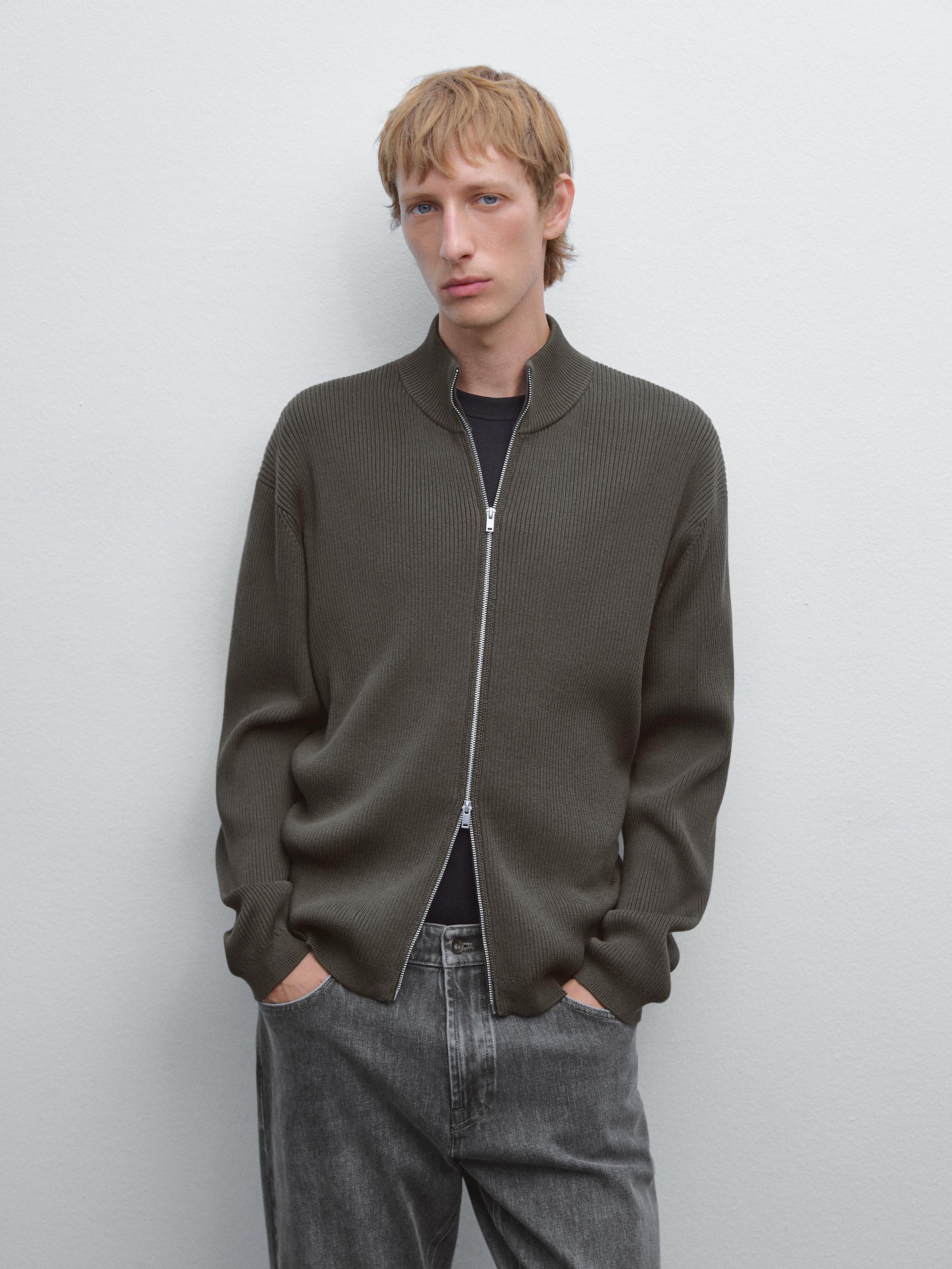 100% cotton zip cardigan