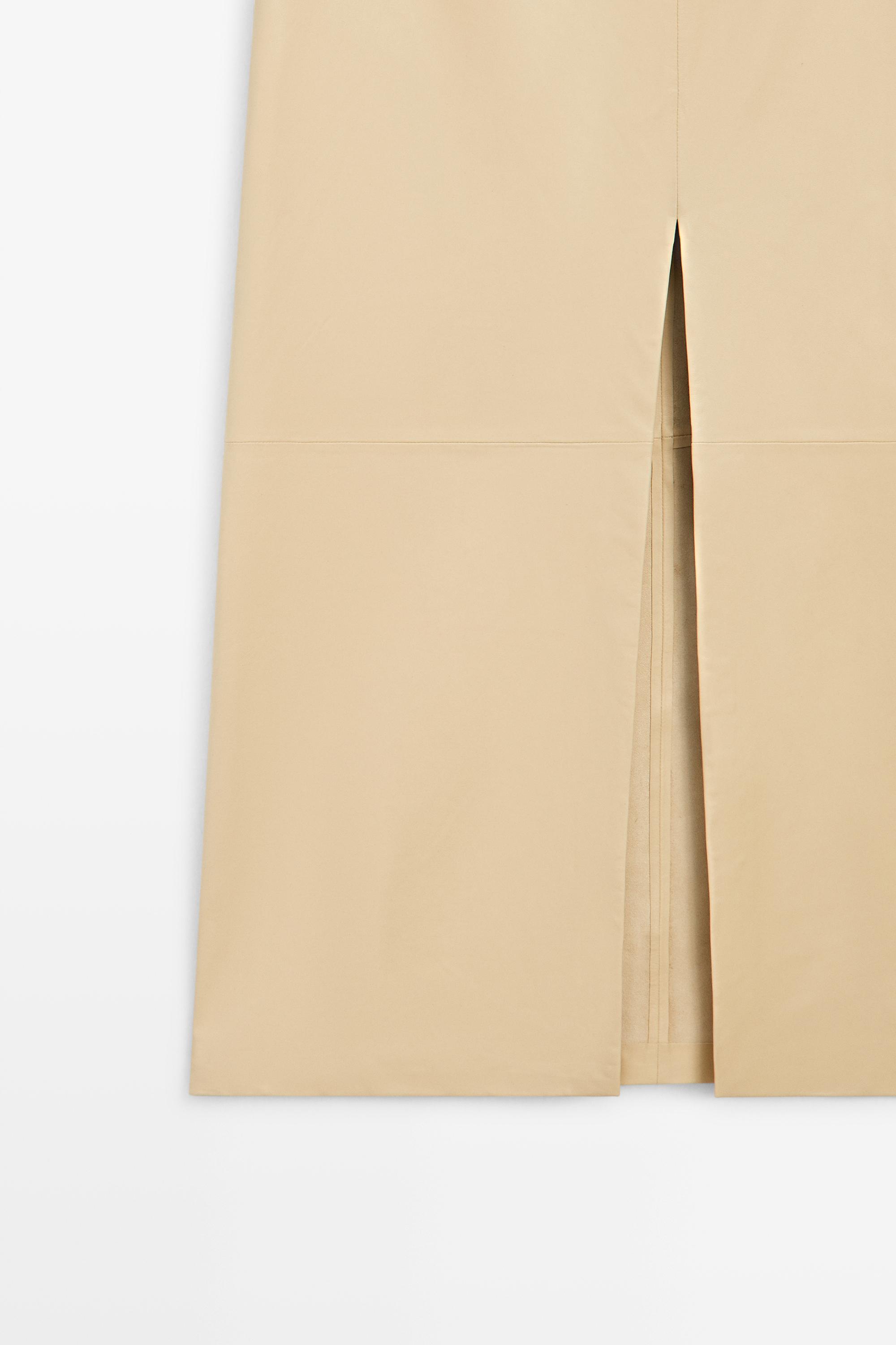 Nappa leather midi skirt — Vanilla (alternate view)