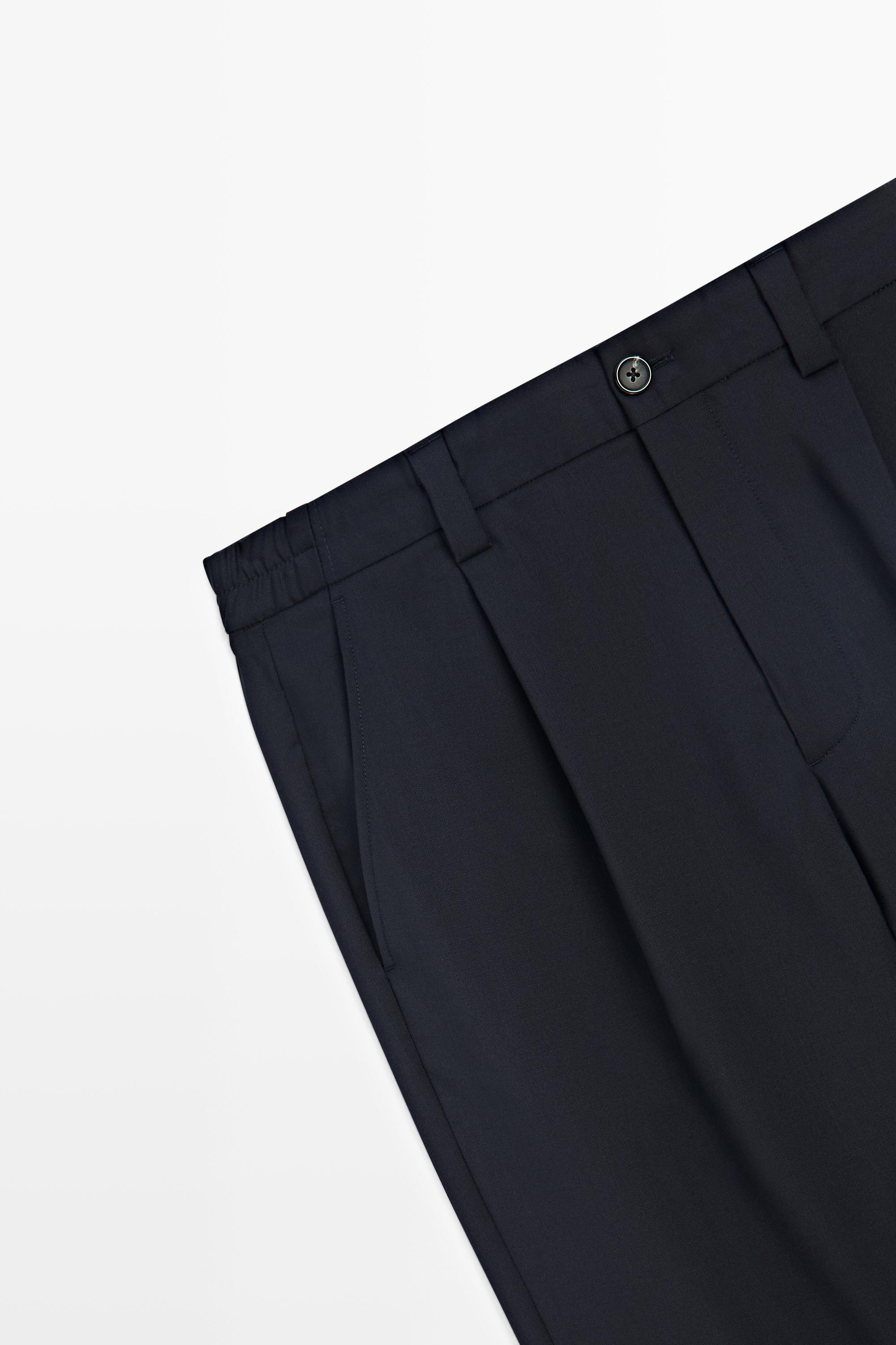 100% wool straight-leg pants — NAVY BLUE